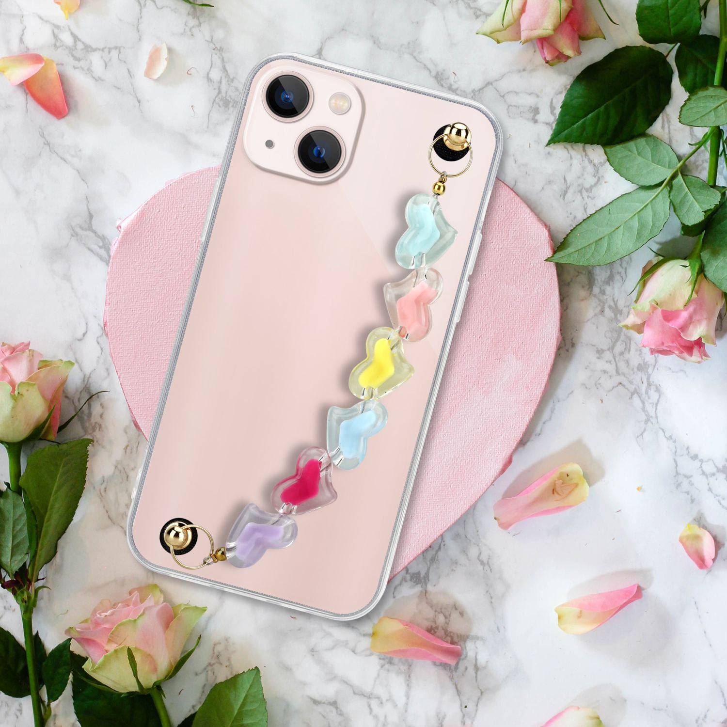 Cadorabo Hülle für Apple iPhone 13 MINI Schutz Hülle in Transparent Handyhülle TPU Etui Cover Handgelenk Kette