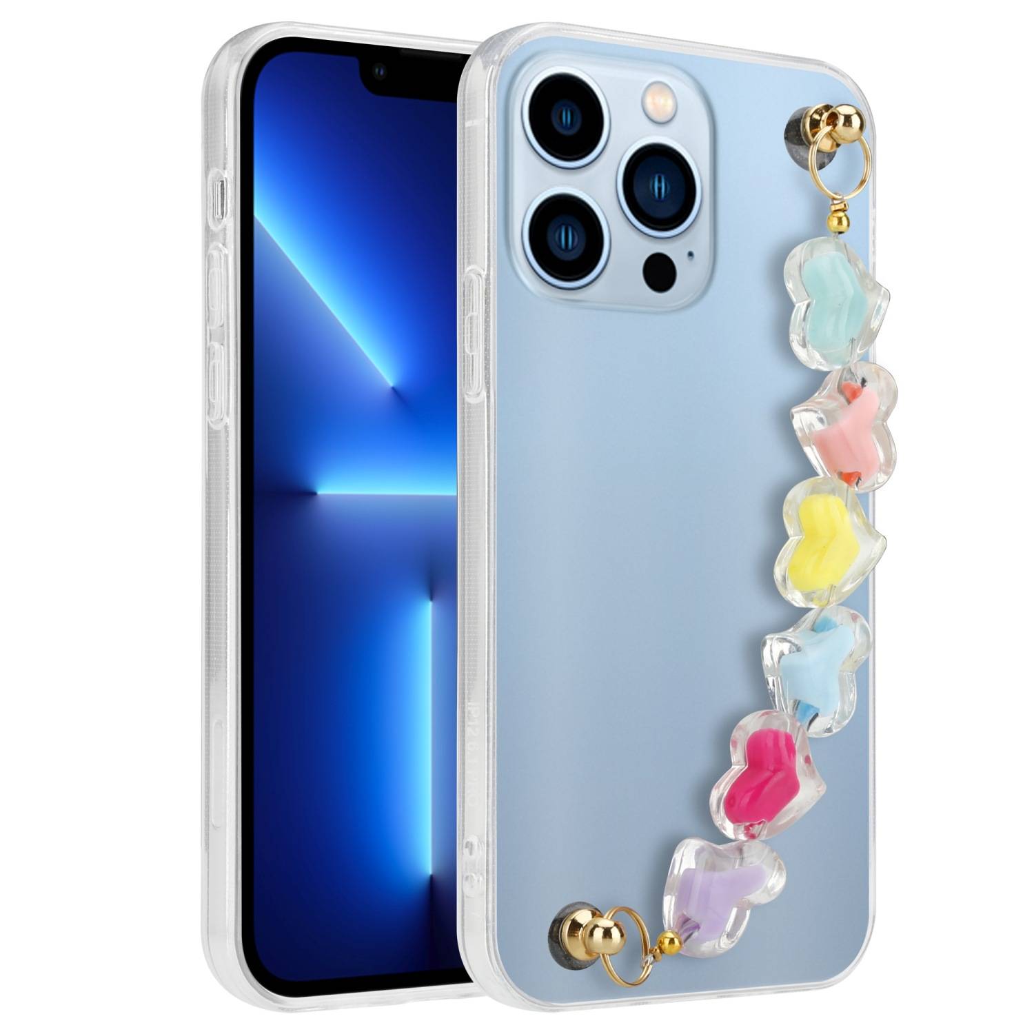 Cadorabo Hülle für Apple iPhone 13 PRO Schutz Hülle in Transparent Handyhülle TPU Etui Cover Handgelenk Kette