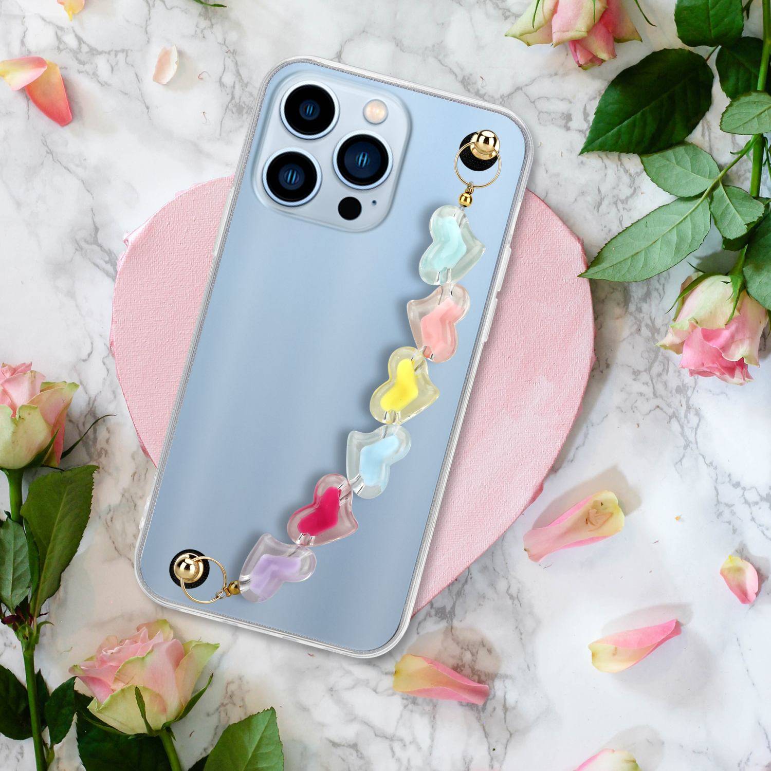 Cadorabo Hülle für Apple iPhone 13 PRO Schutz Hülle in Transparent Handyhülle TPU Etui Cover Handgelenk Kette