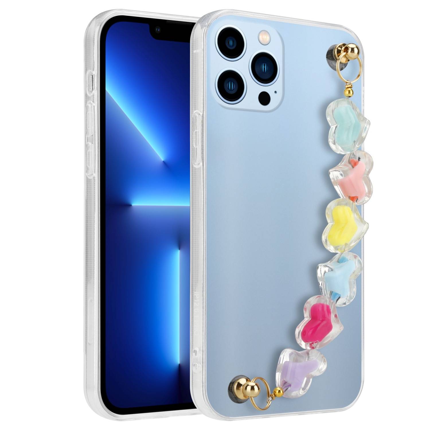 Cadorabo Hülle für Apple iPhone 13 PRO MAX Schutz Hülle in Transparent Handyhülle TPU Etui Cover Handgelenk Kette