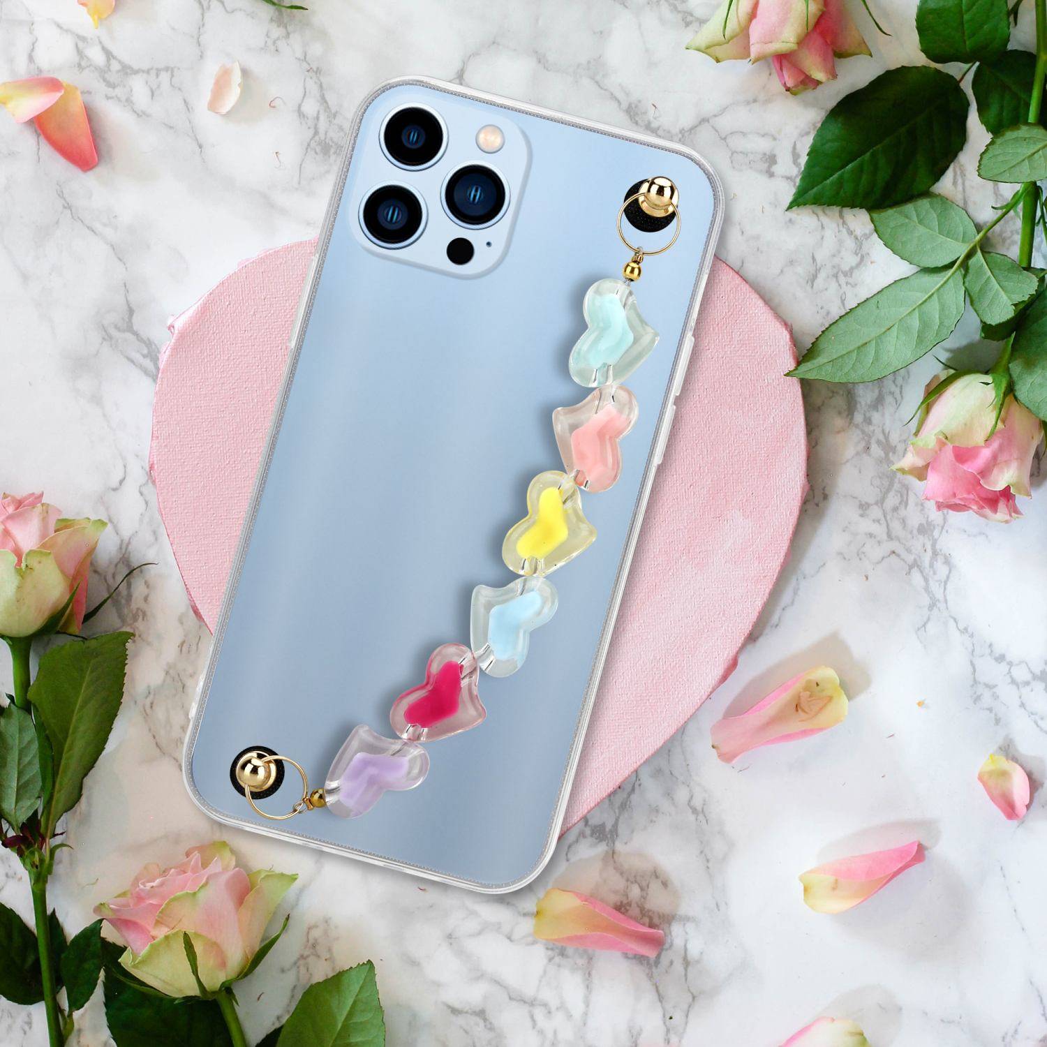 Cadorabo Hülle für Apple iPhone 13 PRO MAX Schutz Hülle in Transparent Handyhülle TPU Etui Cover Handgelenk Kette