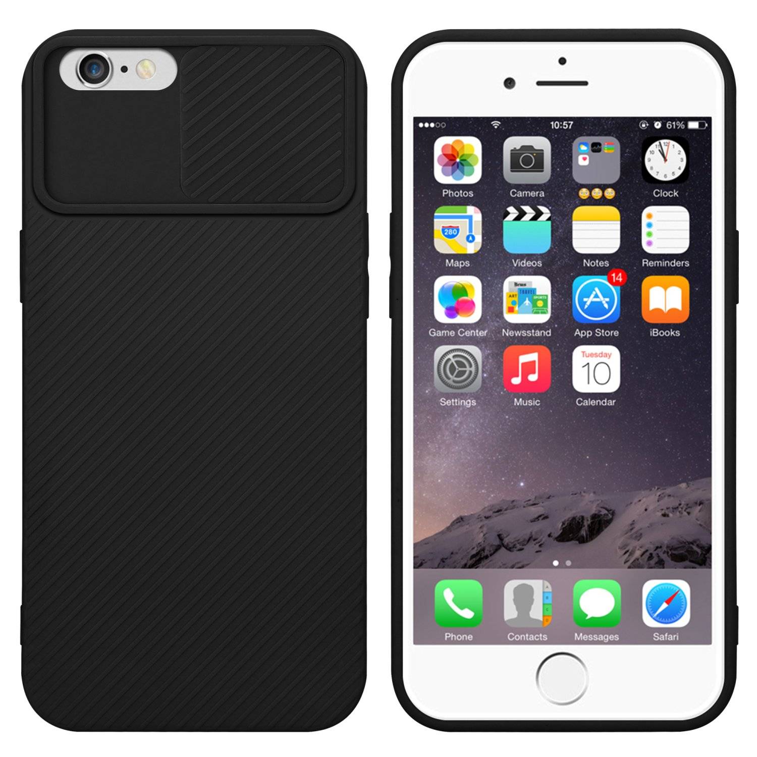 Cadorabo Hülle für Apple iPhone 6 PLUS / 6S PLUS Schutz Hülle in Schwarz Handyhülle TPU Etui Case Cover Kameraschutz