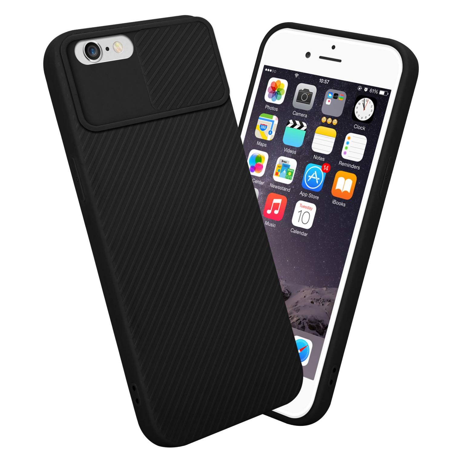 Cadorabo Hülle für Apple iPhone 6 PLUS / 6S PLUS Schutz Hülle in Schwarz Handyhülle TPU Etui Case Cover Kameraschutz