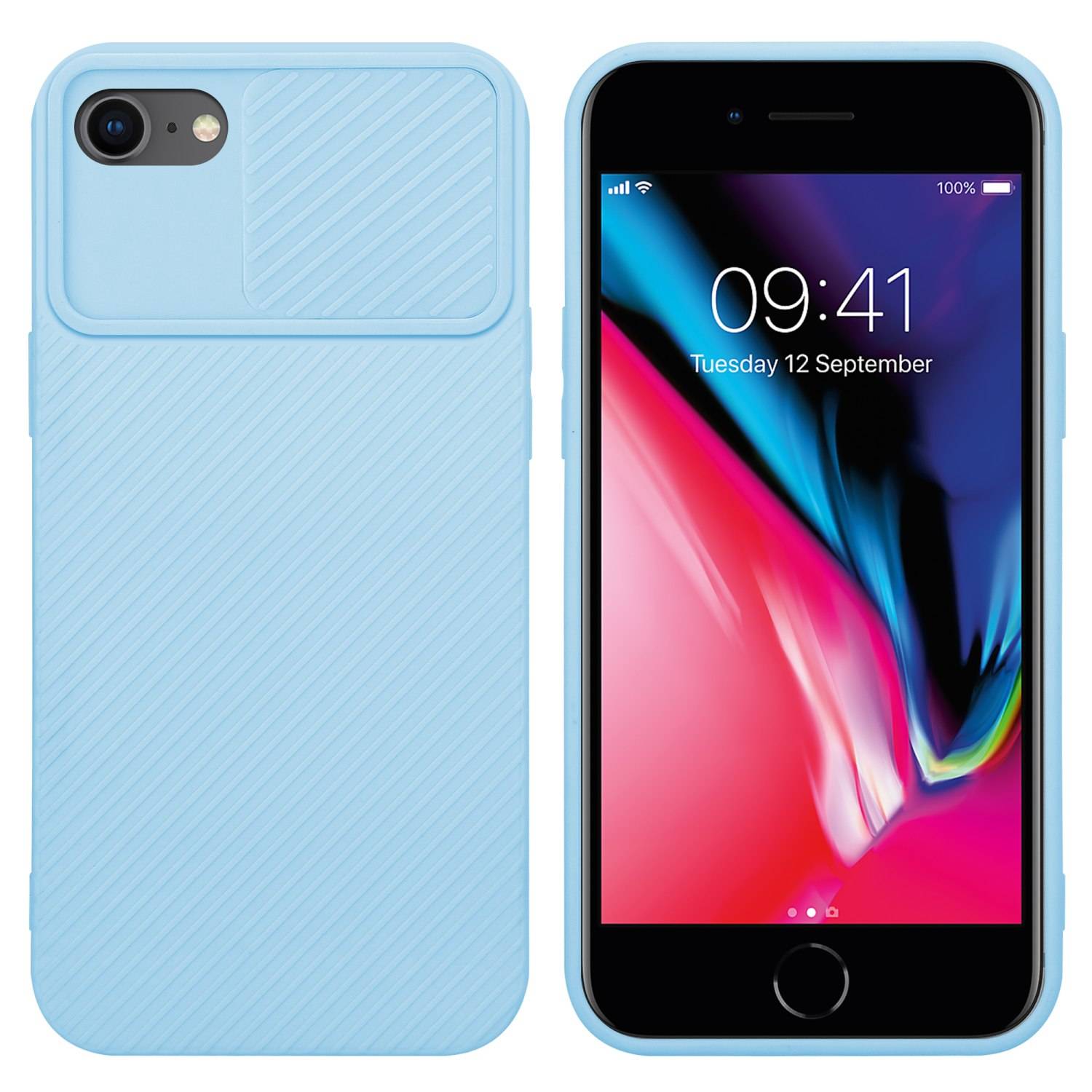 Cadorabo Hülle für Apple iPhone 7 / 7S / 8 / SE 2020 Schutz Hülle in Blau Handyhülle TPU Etui Case Cover Kameraschutz