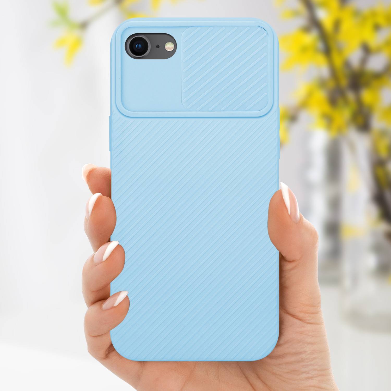 Cadorabo Hülle für Apple iPhone 7 / 7S / 8 / SE 2020 Schutz Hülle in Blau Handyhülle TPU Etui Case Cover Kameraschutz