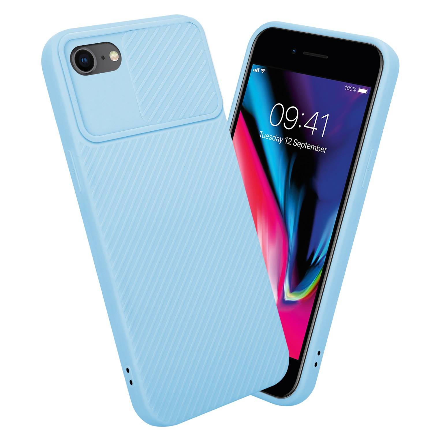 Cadorabo Hülle für Apple iPhone 7 / 7S / 8 / SE 2020 Schutz Hülle in Blau Handyhülle TPU Etui Case Cover Kameraschutz