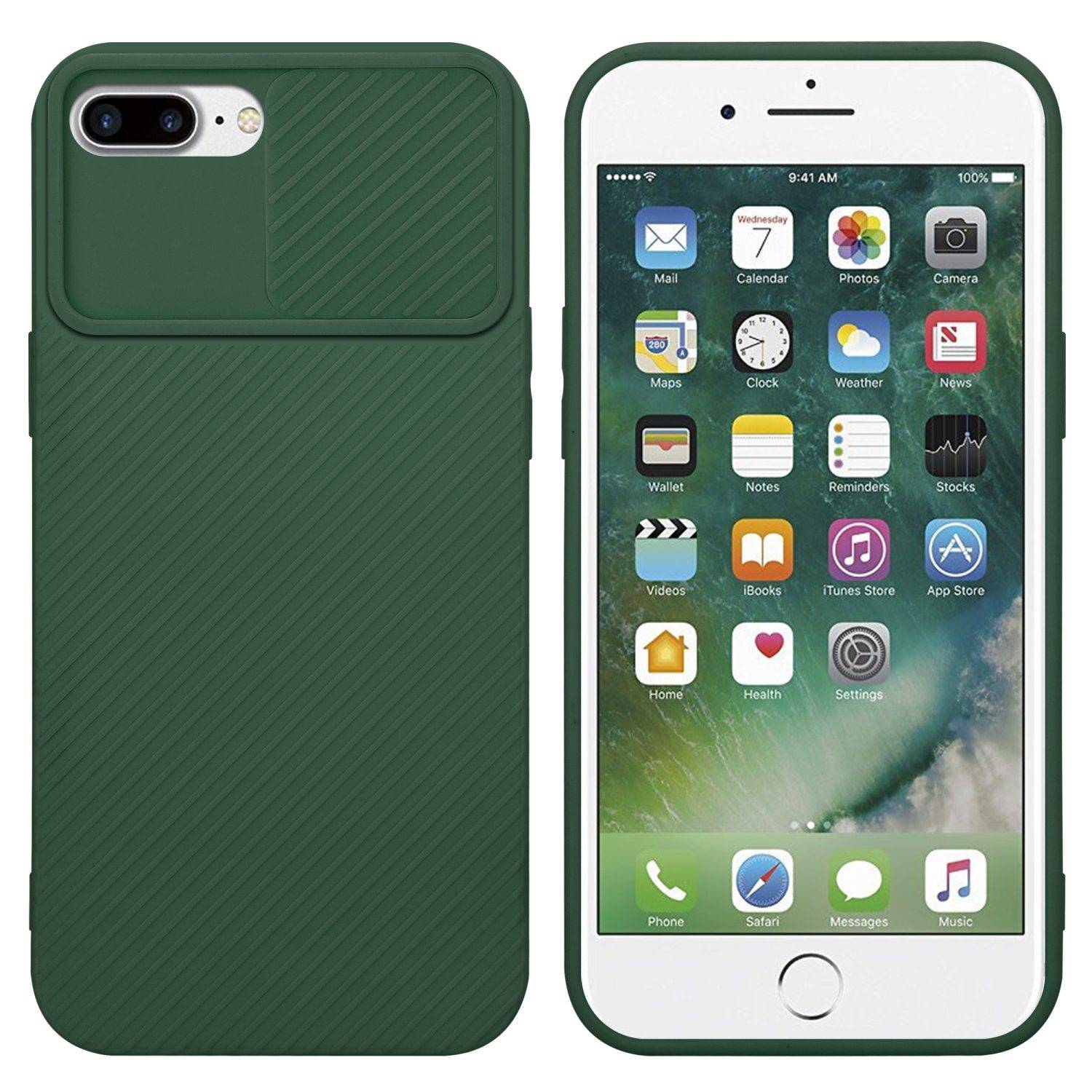 Cadorabo Hülle für Apple iPhone 7 PLUS / 7S PLUS / 8 PLUS Schutz Hülle in Grün Handyhülle TPU Etui Case Cover