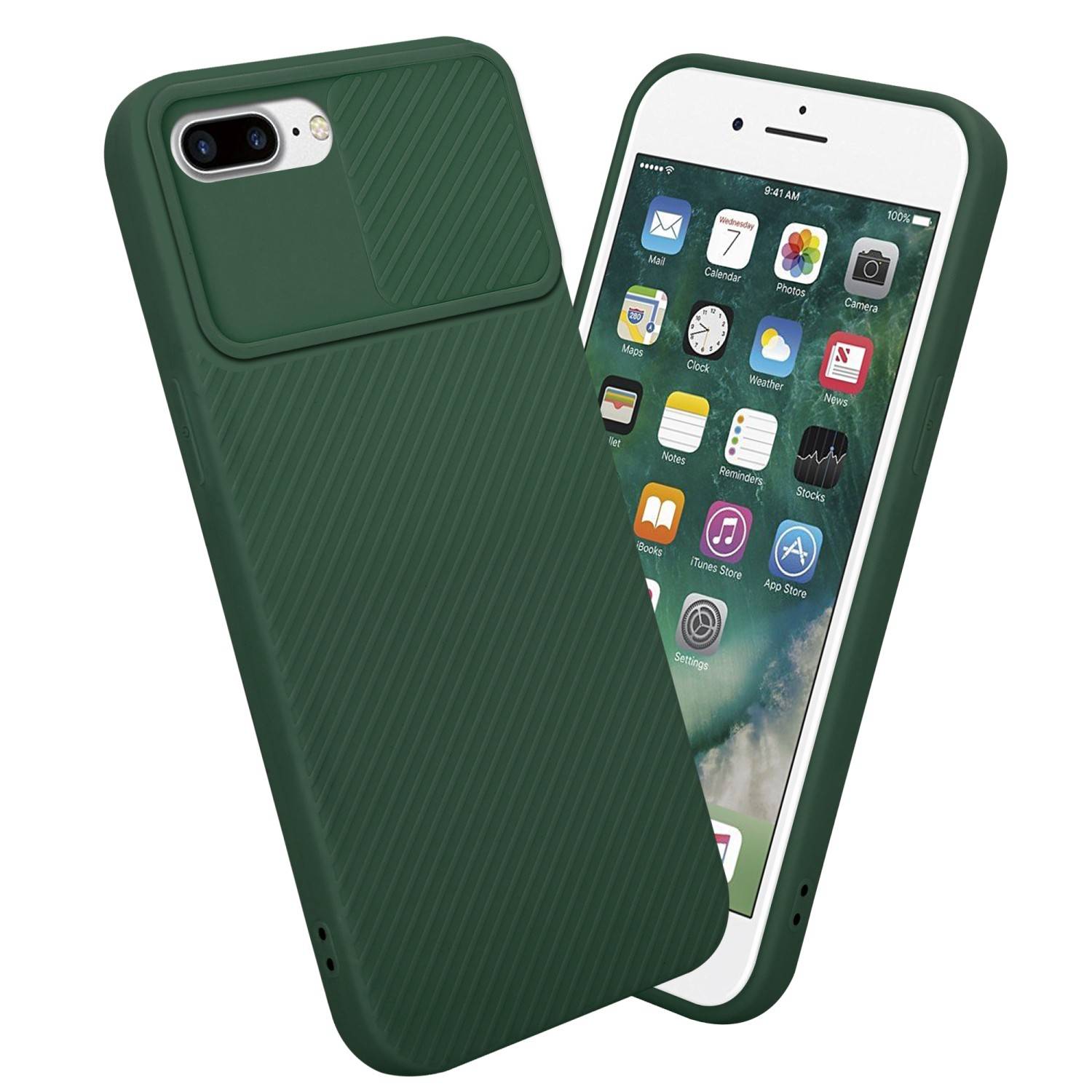 Cadorabo Hülle für Apple iPhone 7 PLUS / 7S PLUS / 8 PLUS Schutz Hülle in Grün Handyhülle TPU Etui Case Cover