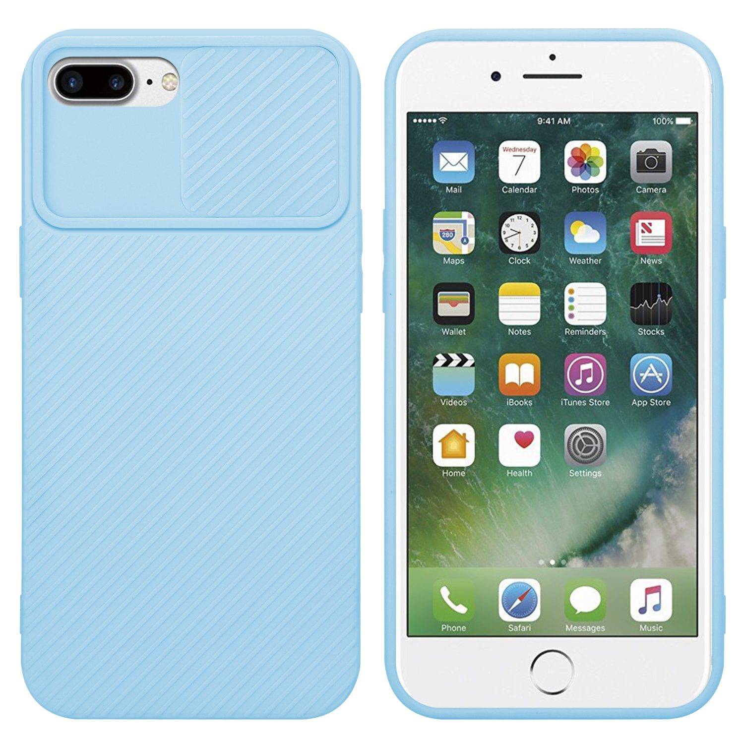 Cadorabo Hülle für Apple iPhone 7 PLUS / 7S PLUS / 8 PLUS Schutz Hülle in Blau Handyhülle TPU Etui Case Cover