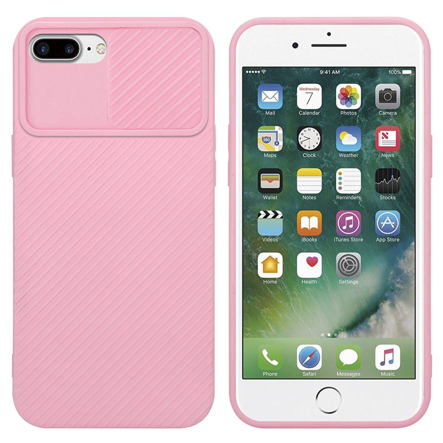 Cadorabo Hülle für Apple iPhone 7 PLUS / 7S PLUS / 8 PLUS Schutz Hülle in Rosa Handyhülle TPU Etui Case Cover