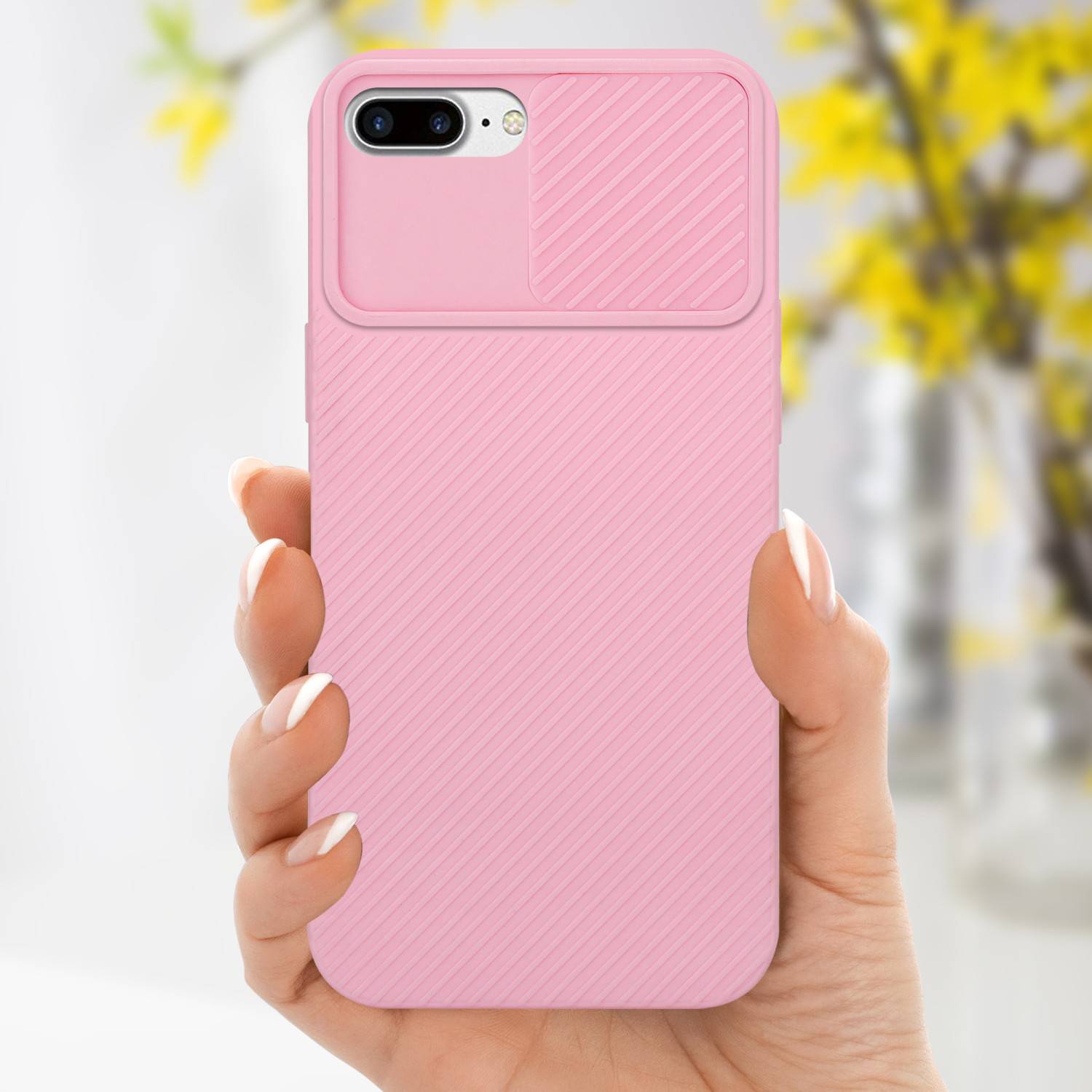 Cadorabo Hülle für Apple iPhone 7 PLUS / 7S PLUS / 8 PLUS Schutz Hülle in Rosa Handyhülle TPU Etui Case Cover