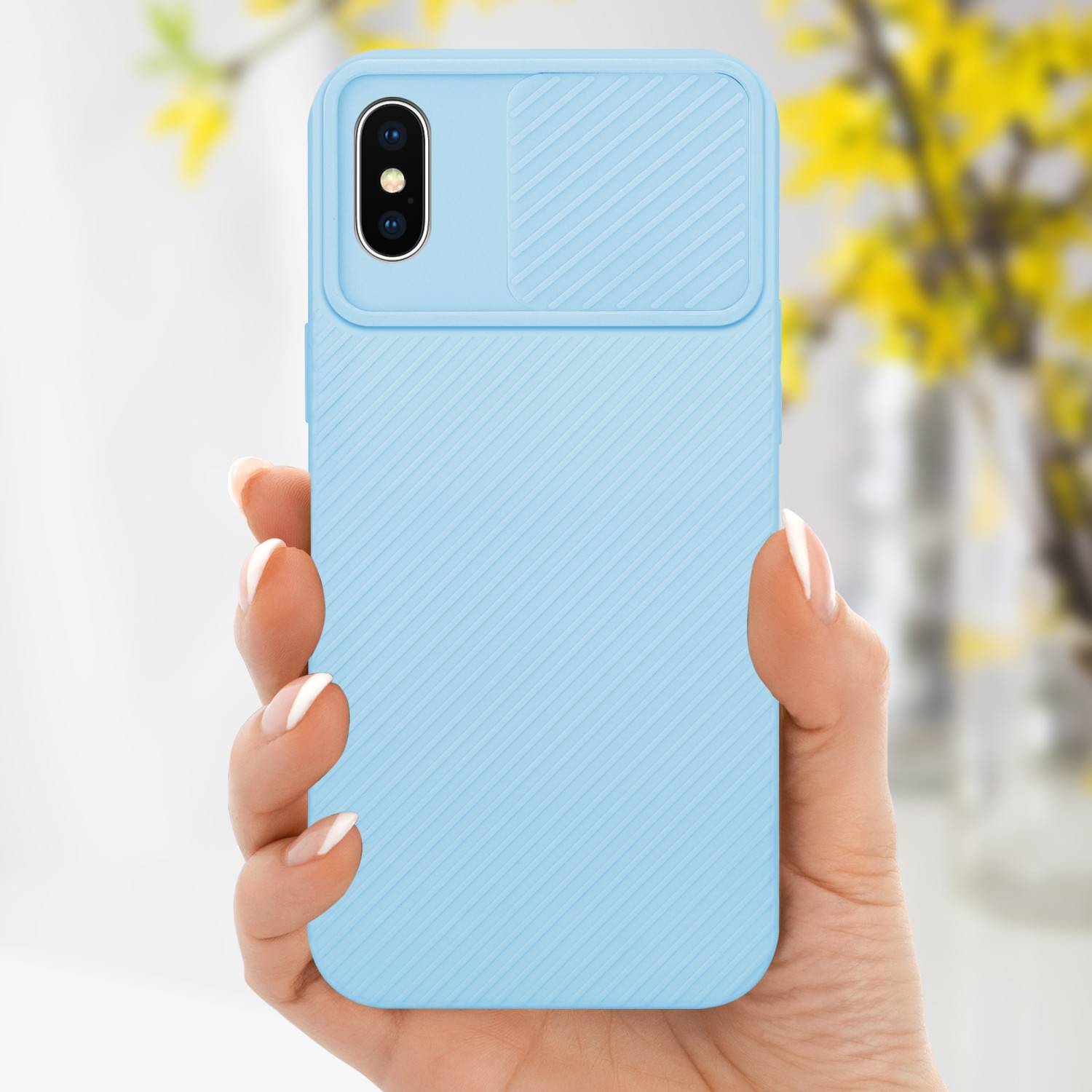 Cadorabo Hülle für Apple iPhone X / XS Schutz Hülle in Blau Handyhülle TPU Etui Case Cover Kameraschutz