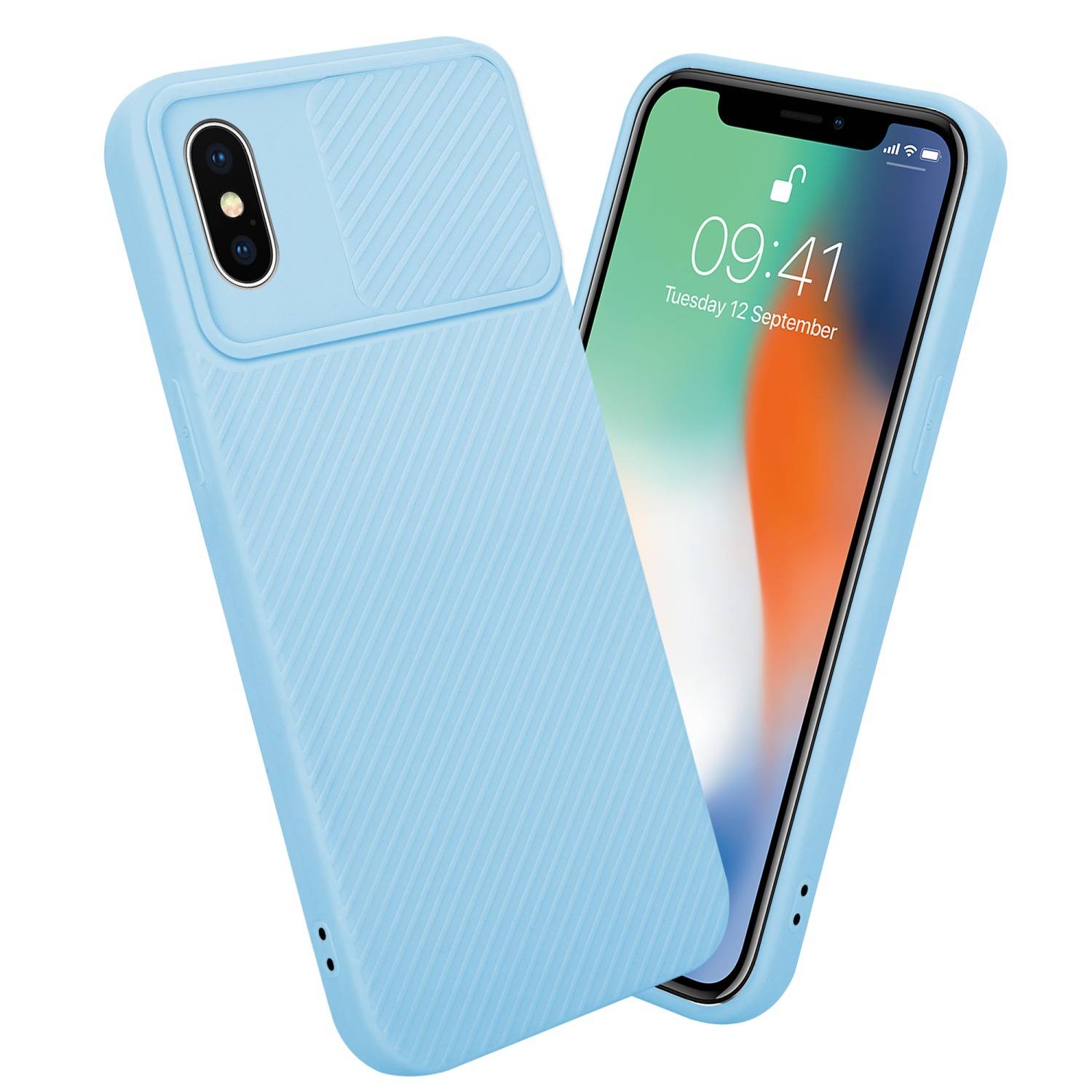 Cadorabo Hülle für Apple iPhone X / XS Schutz Hülle in Blau Handyhülle TPU Etui Case Cover Kameraschutz