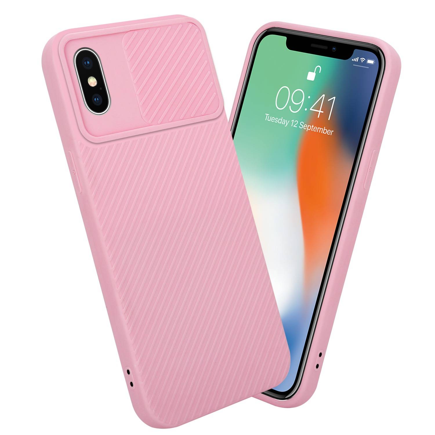 Cadorabo Hülle für Apple iPhone X / XS Schutz Hülle in Rosa Handyhülle TPU Etui Case Cover Kameraschutz