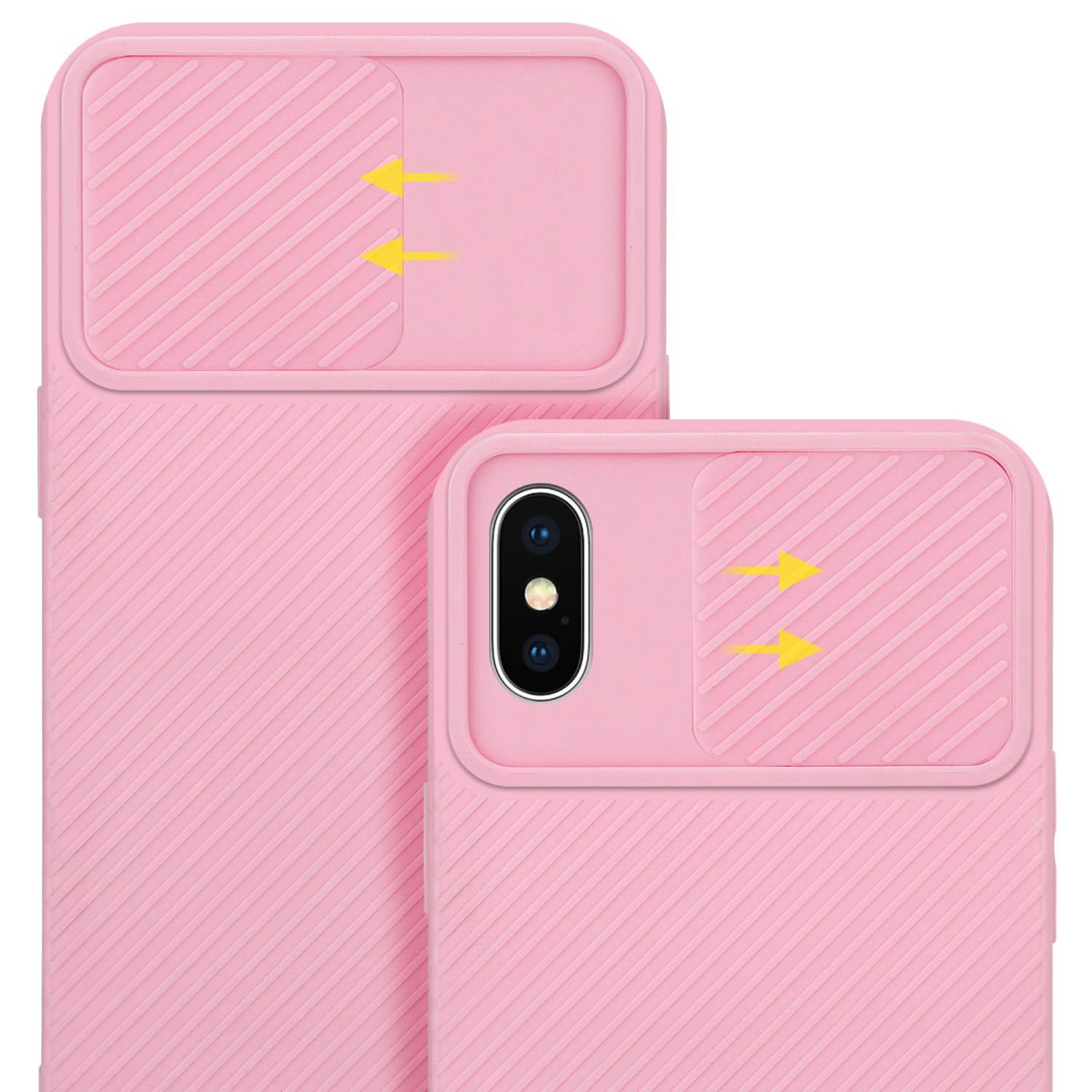 Cadorabo Hülle für Apple iPhone X / XS Schutz Hülle in Rosa Handyhülle TPU Etui Case Cover Kameraschutz