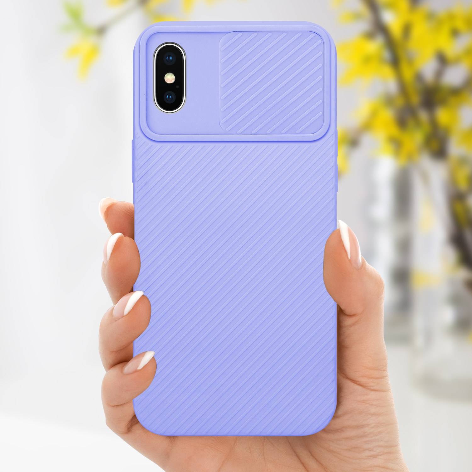 Cadorabo Hülle für Apple iPhone X / XS Schutz Hülle in Lila Handyhülle TPU Etui Case Cover Kameraschutz