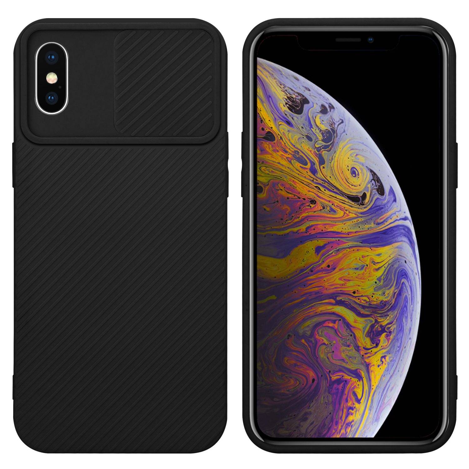 Cadorabo Hülle für Apple iPhone XS MAX Schutz Hülle in Schwarz Handyhülle TPU Etui Case Cover Kameraschutz