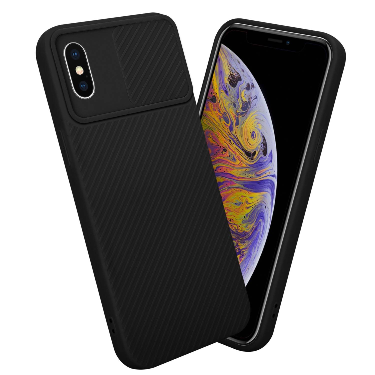 Cadorabo Hülle für Apple iPhone XS MAX Schutz Hülle in Schwarz Handyhülle TPU Etui Case Cover Kameraschutz