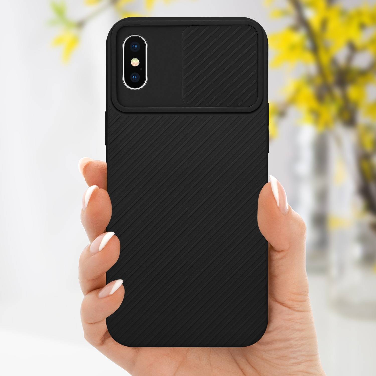 Cadorabo Hülle für Apple iPhone XS MAX Schutz Hülle in Schwarz Handyhülle TPU Etui Case Cover Kameraschutz
