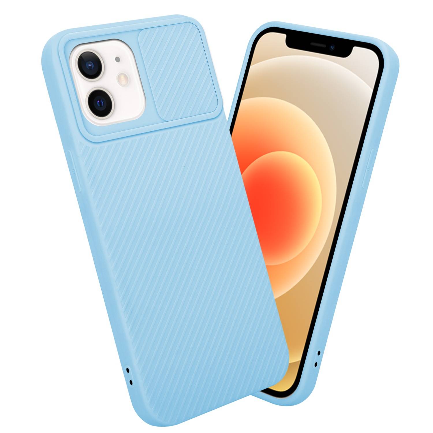 Cadorabo Hülle für Apple iPhone 12 Schutz Hülle in Blau Handyhülle TPU Etui Case Cover Kameraschutz