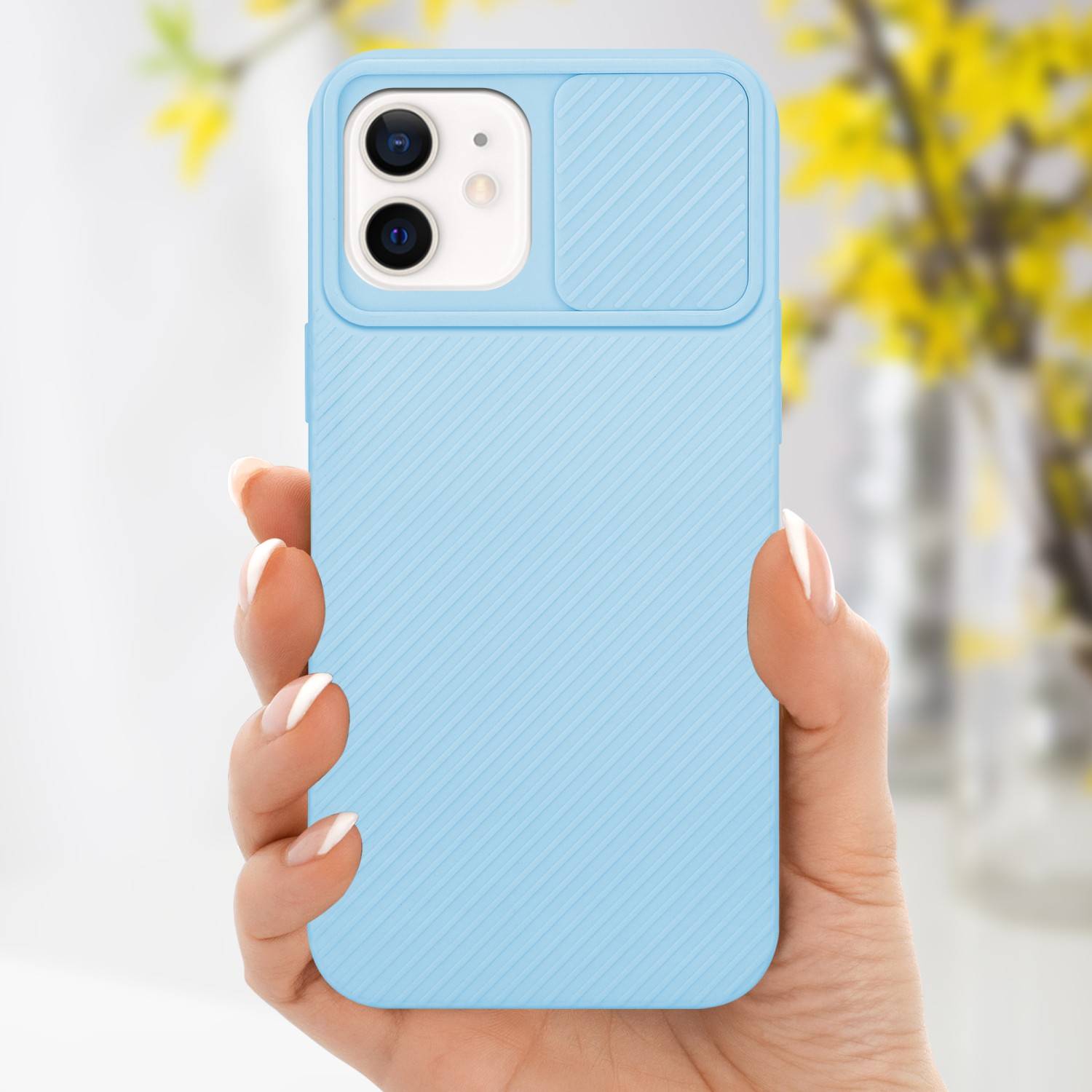 Cadorabo Hülle für Apple iPhone 12 Schutz Hülle in Blau Handyhülle TPU Etui Case Cover Kameraschutz