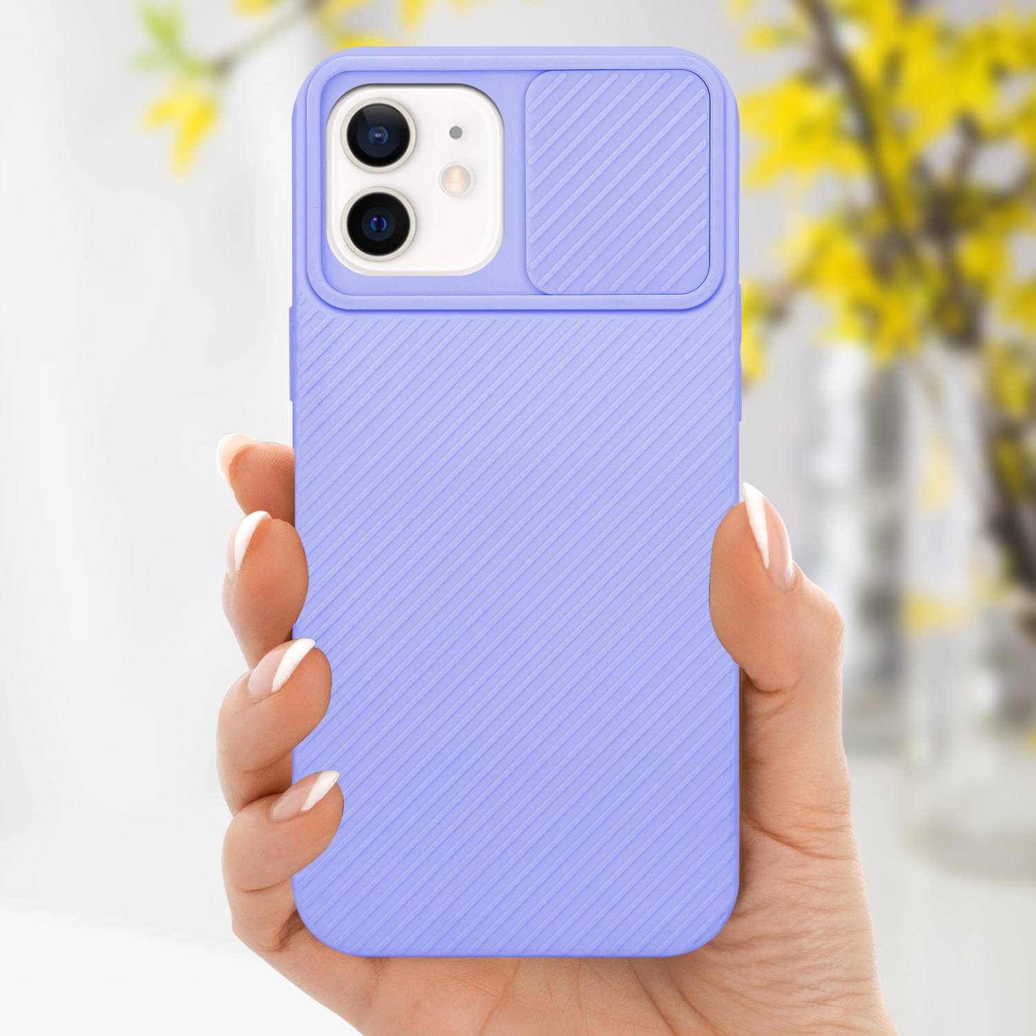 Cadorabo Hülle für Apple iPhone 12 Schutz Hülle in Lila Handyhülle TPU Etui Case Cover Kameraschutz