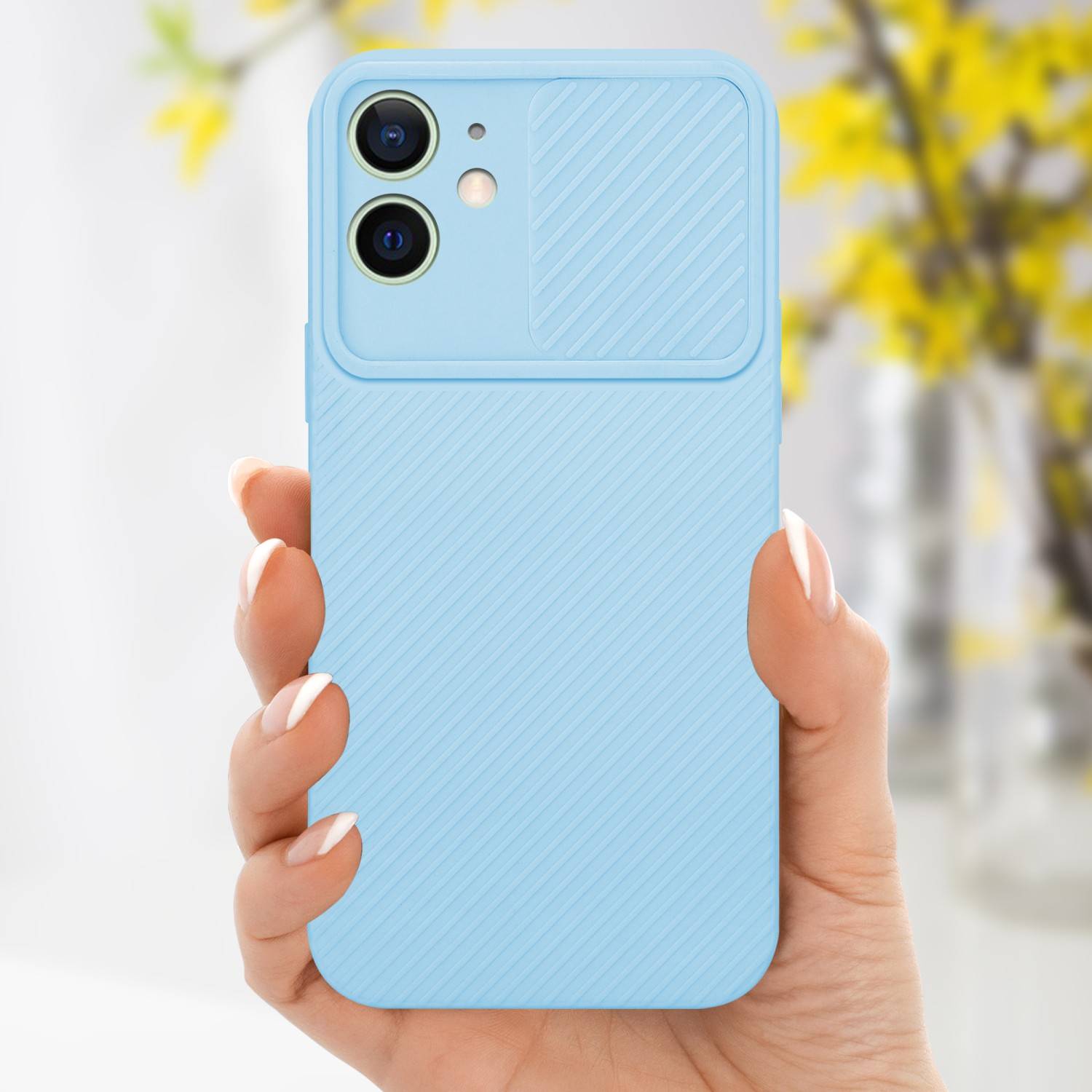 Cadorabo Hülle für Apple iPhone 12 MINI Schutz Hülle in Blau Handyhülle TPU Etui Case Cover Kameraschutz