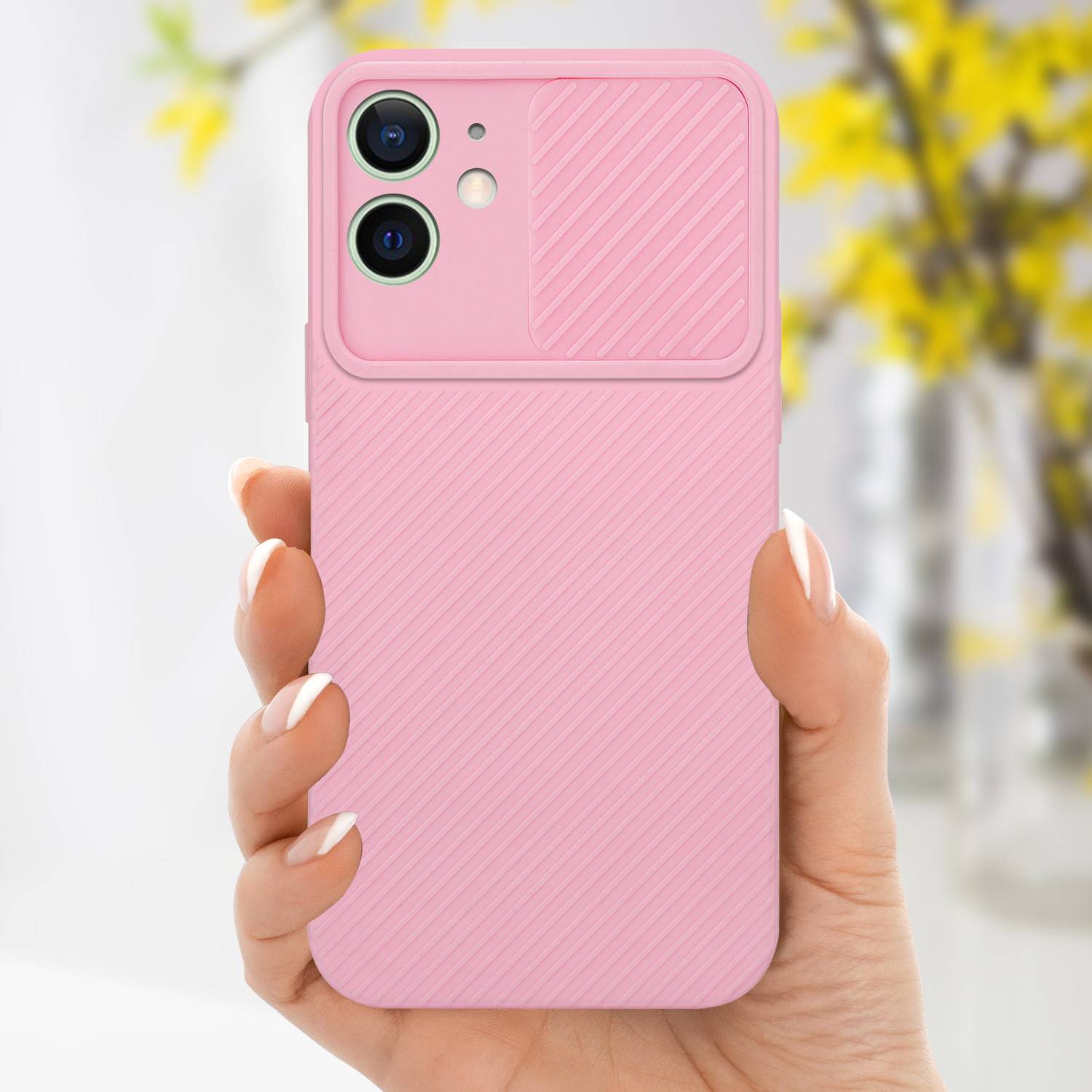 Cadorabo Hülle für Apple iPhone 12 MINI Schutz Hülle in Rosa Handyhülle TPU Etui Case Cover Kameraschutz