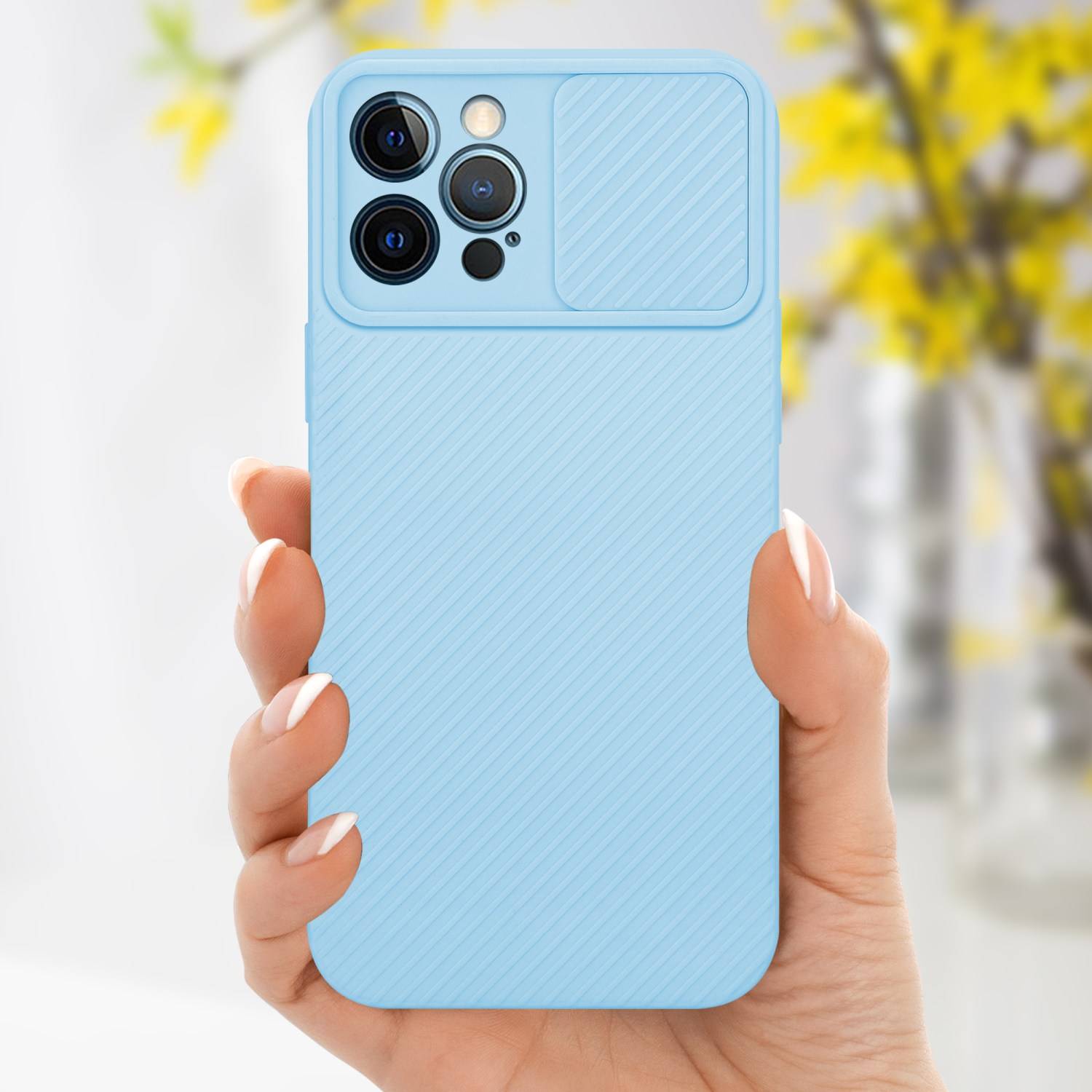 Cadorabo Hülle für Apple iPhone 12 PRO MAX Schutz Hülle in Blau Handyhülle TPU Etui Case Cover Kameraschutz