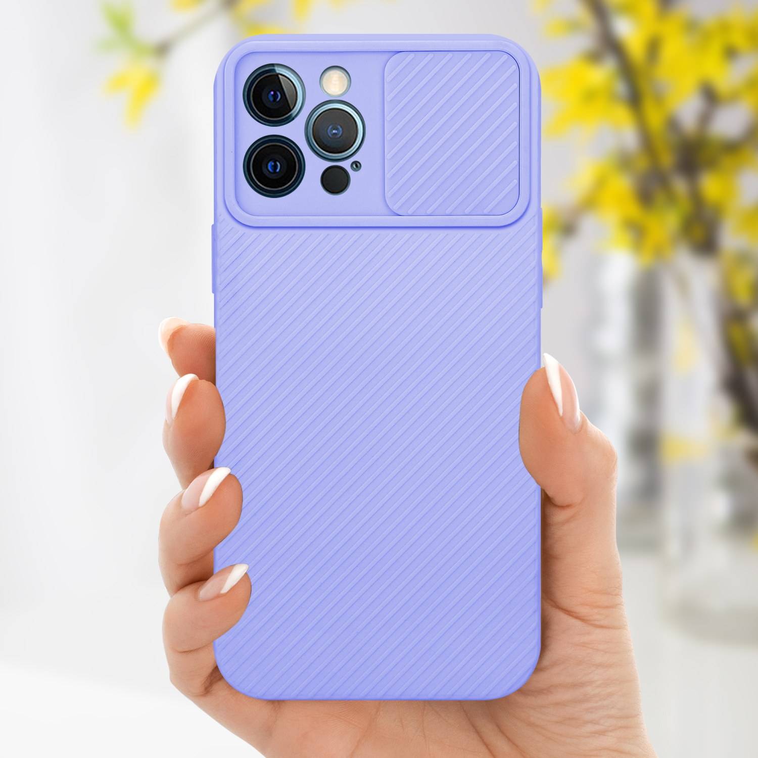 Cadorabo Hülle für Apple iPhone 12 PRO MAX Schutz Hülle in Lila Handyhülle TPU Etui Case Cover Kameraschutz