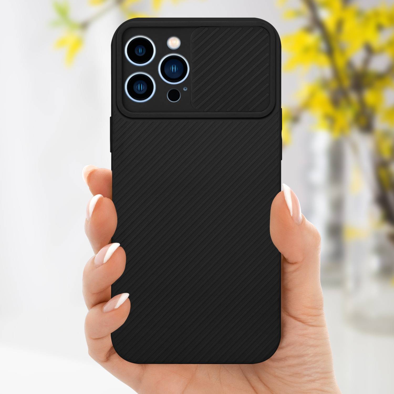Cadorabo Hülle für Apple iPhone 13 PRO MAX Schutz Hülle in Schwarz Handyhülle TPU Etui Case Cover Kameraschutz