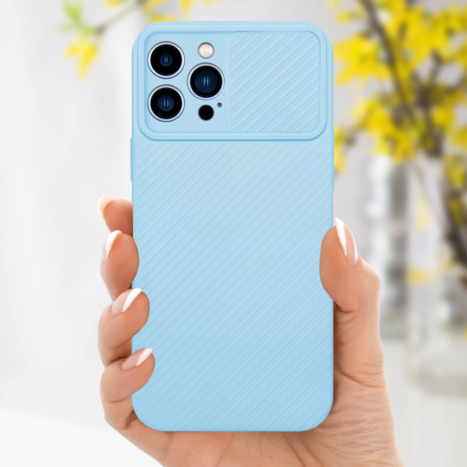 Cadorabo Hülle für Apple iPhone 13 PRO MAX Schutz Hülle in Blau Handyhülle TPU Etui Case Cover Kameraschutz
