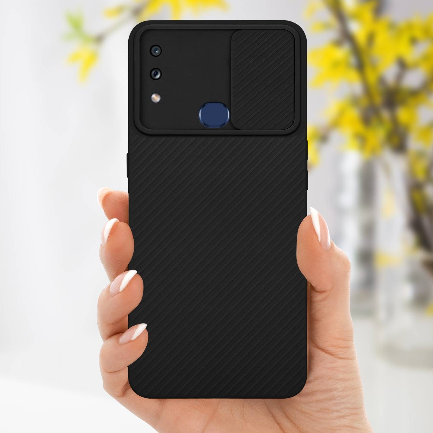 Cadorabo Hülle für Samsung Galaxy A10s / M01s Schutz Hülle in Schwarz Handyhülle TPU Etui Case Cover Kameraschutz