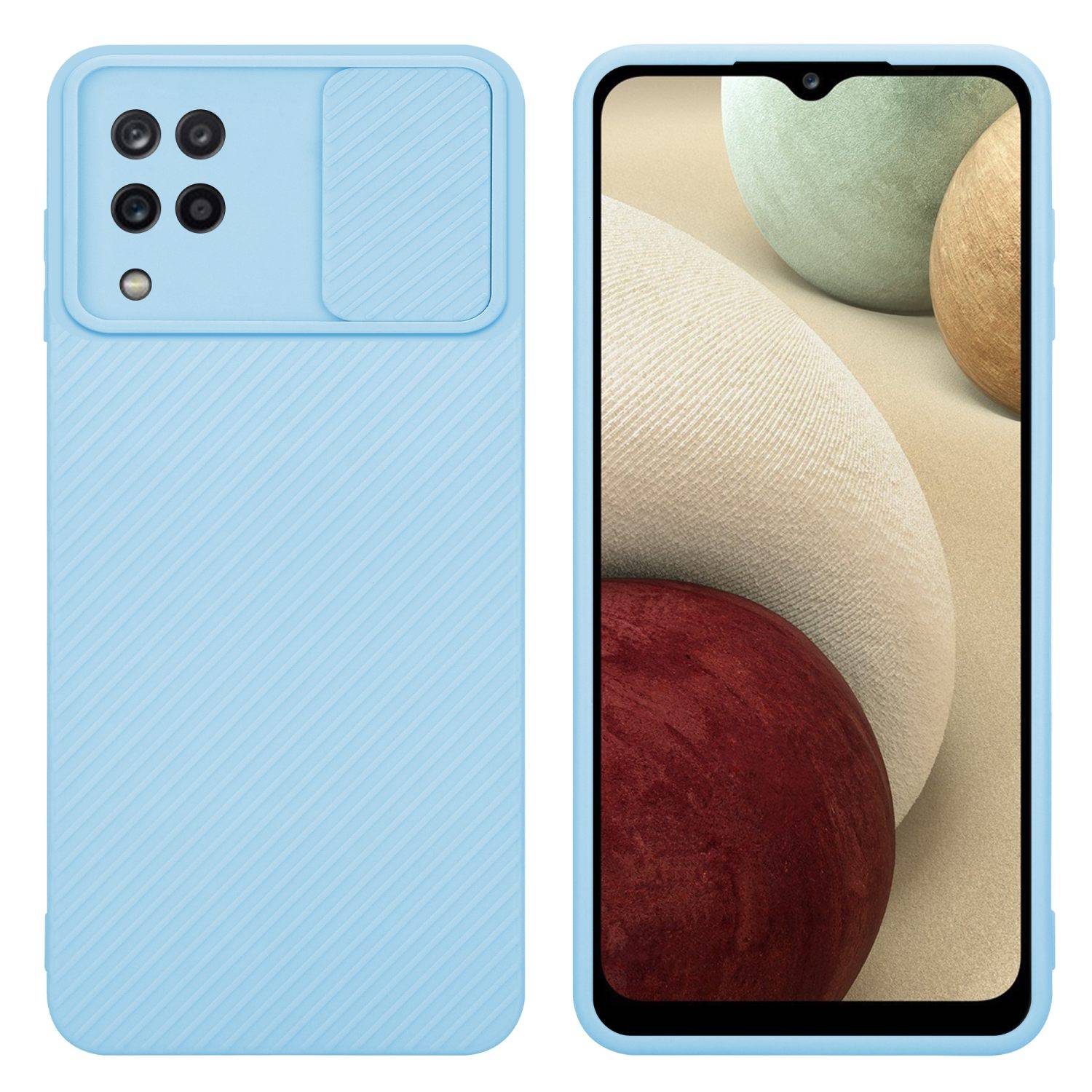 Cadorabo Hülle für Samsung Galaxy A12 / M12 Schutz Hülle in Blau Handyhülle TPU Etui Case Cover Kameraschutz