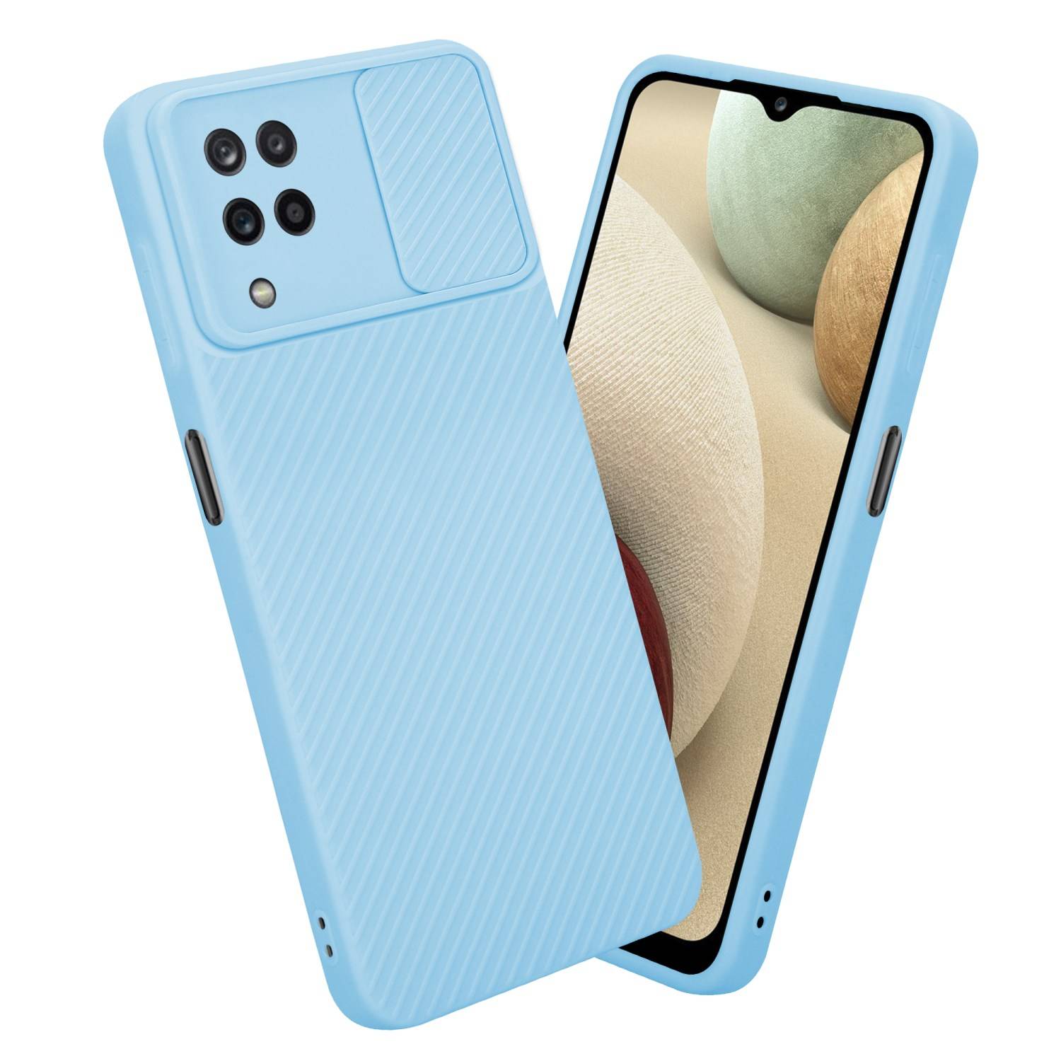 Cadorabo Hülle für Samsung Galaxy A12 / M12 Schutz Hülle in Blau Handyhülle TPU Etui Case Cover Kameraschutz