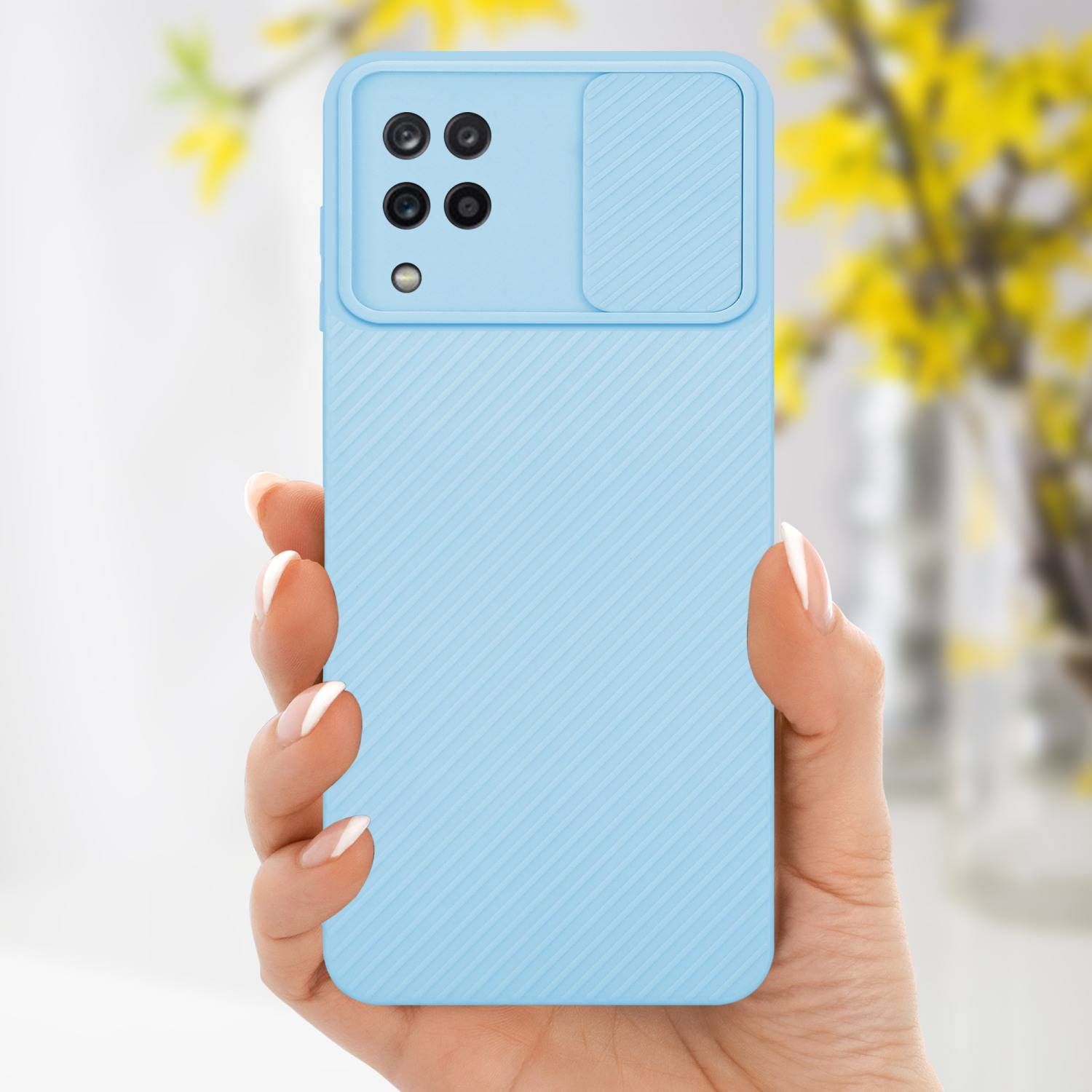 Cadorabo Hülle für Samsung Galaxy A12 / M12 Schutz Hülle in Blau Handyhülle TPU Etui Case Cover Kameraschutz