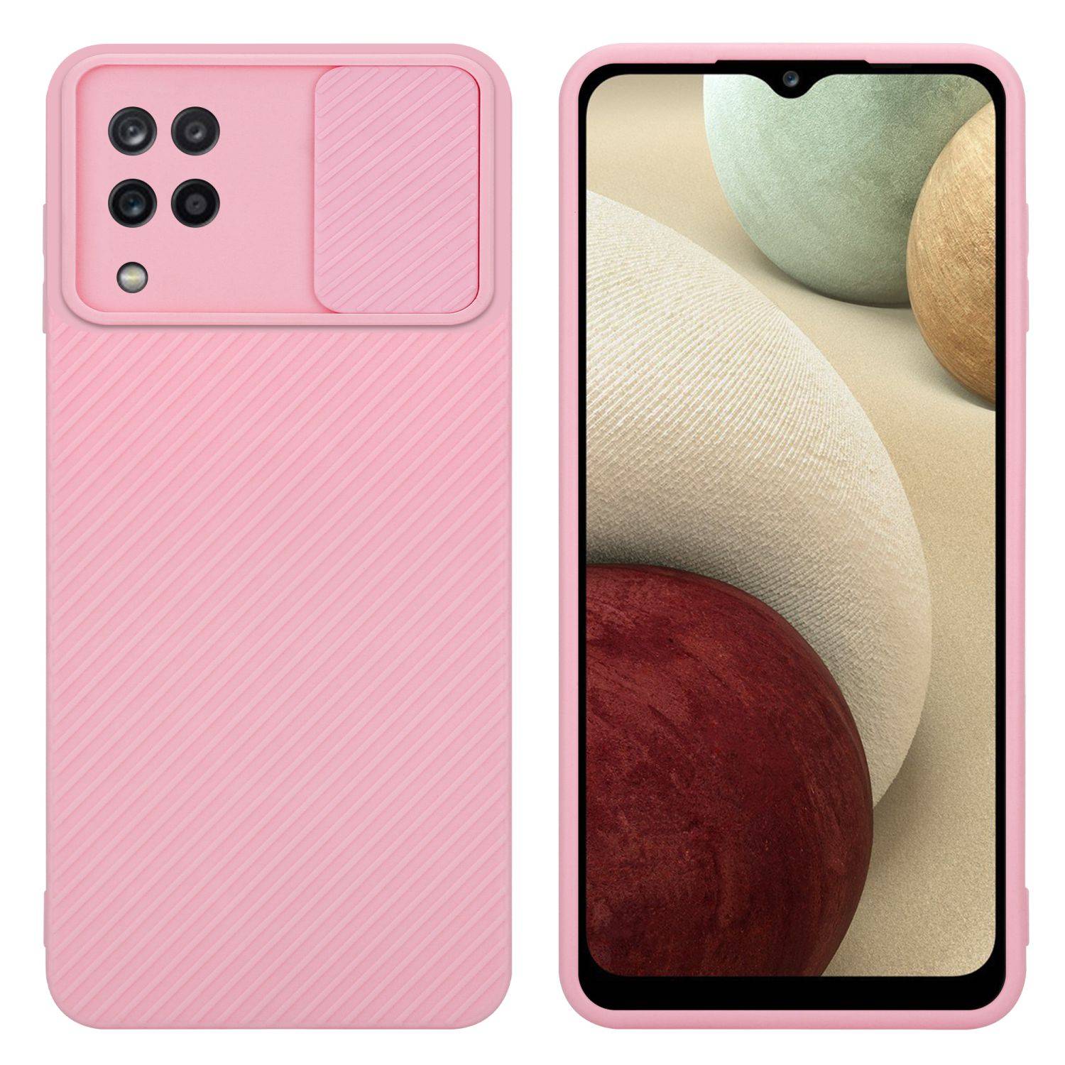 Cadorabo Hülle für Samsung Galaxy A12 / M12 Schutz Hülle in Rosa Handyhülle TPU Etui Case Cover Kameraschutz