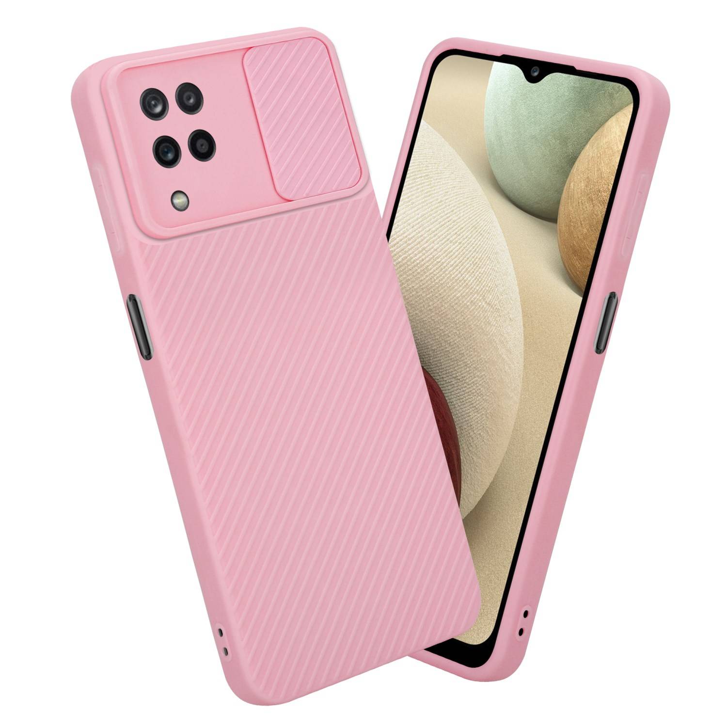 Cadorabo Hülle für Samsung Galaxy A12 / M12 Schutz Hülle in Rosa Handyhülle TPU Etui Case Cover Kameraschutz