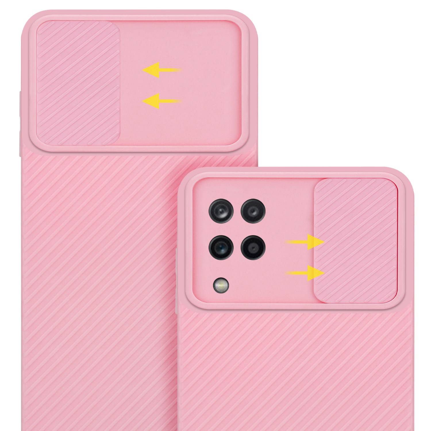 Cadorabo Hülle für Samsung Galaxy A12 / M12 Schutz Hülle in Rosa Handyhülle TPU Etui Case Cover Kameraschutz