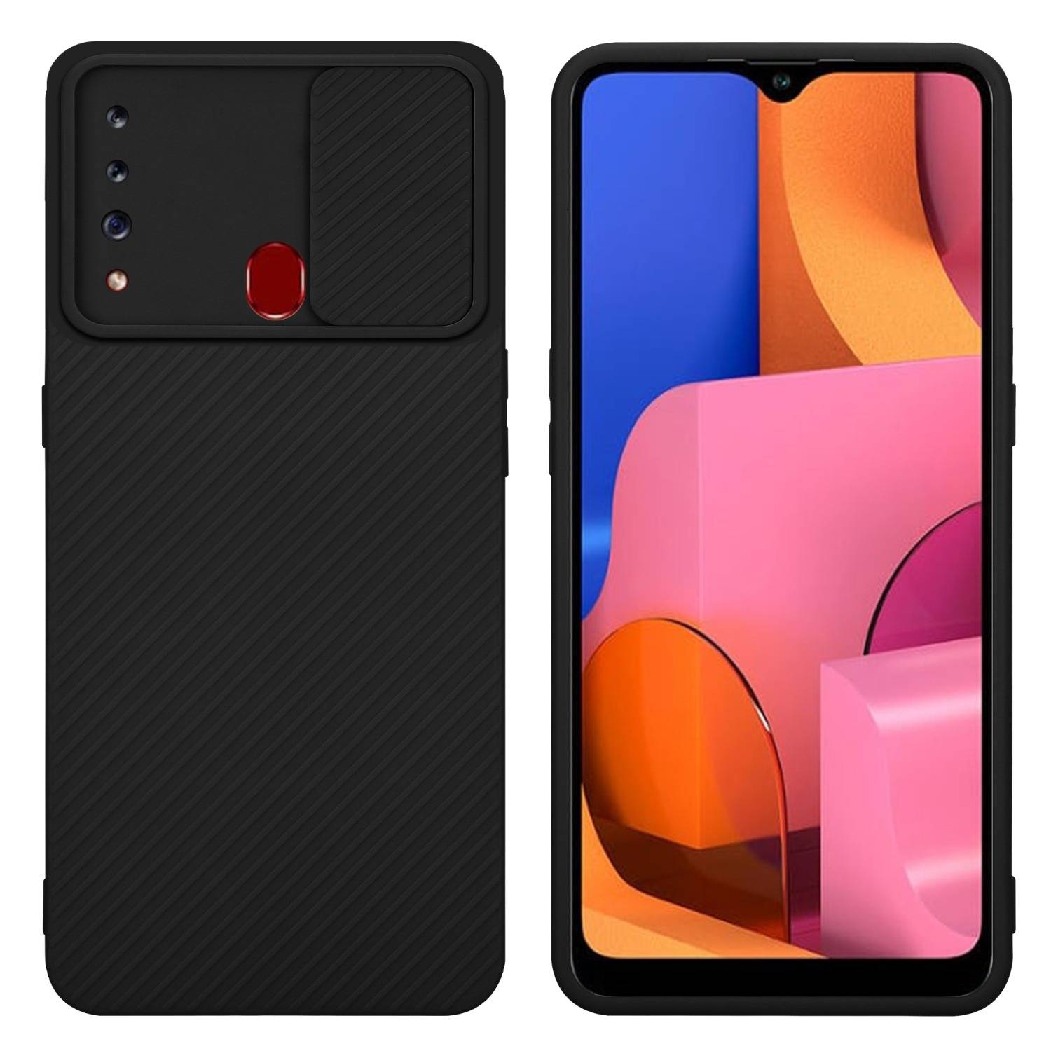 Cadorabo Hülle für Samsung Galaxy A20s Schutz Hülle in Schwarz Handyhülle TPU Etui Case Cover Kameraschutz