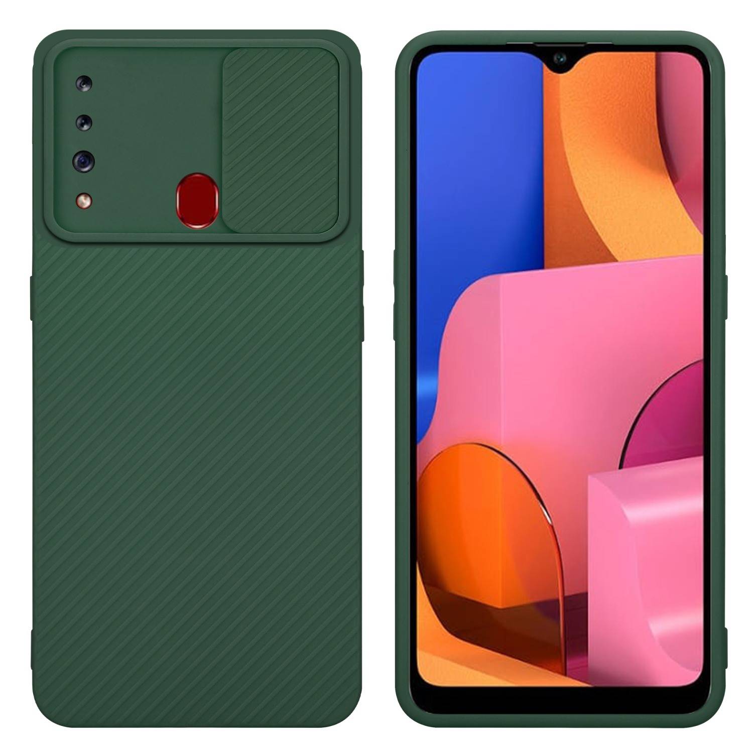 Cadorabo Hülle für Samsung Galaxy A20s Schutz Hülle in Grün Handyhülle TPU Etui Case Cover Kameraschutz