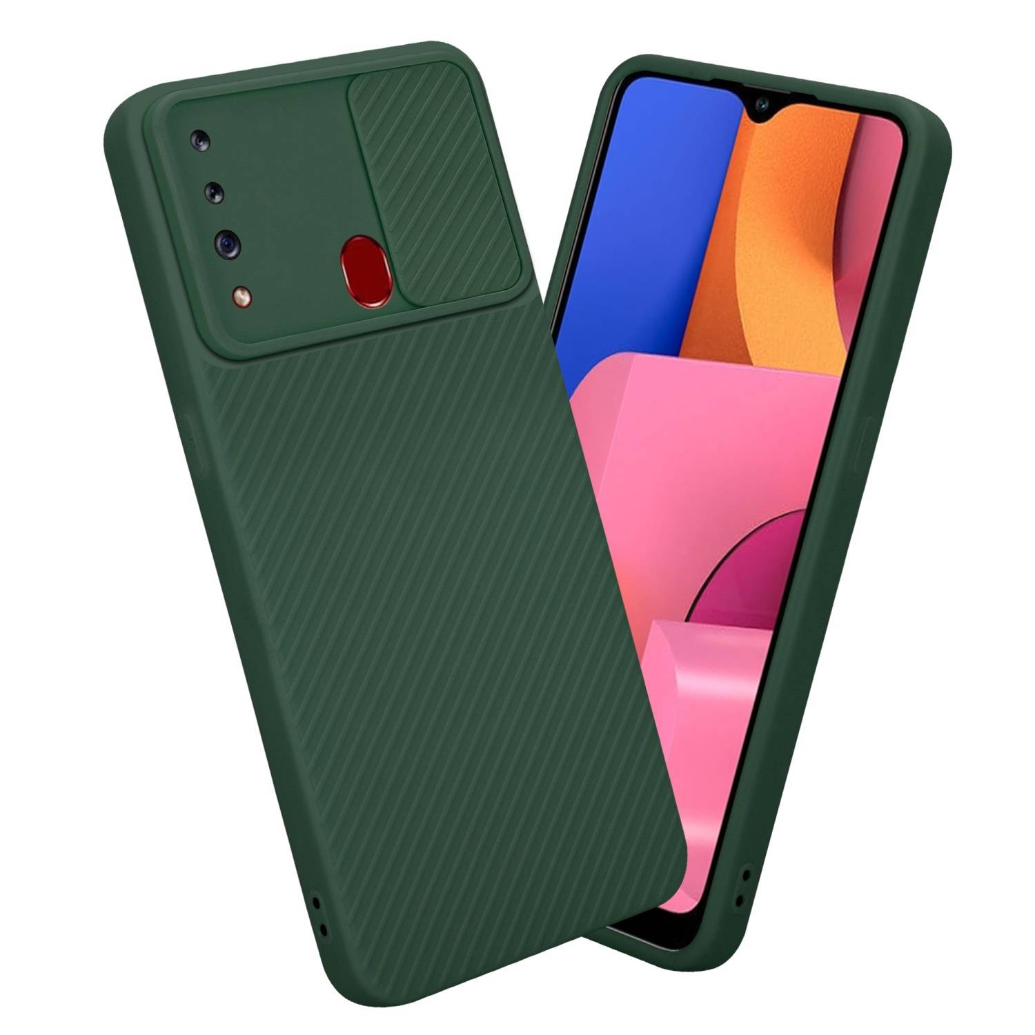 Cadorabo Hülle für Samsung Galaxy A20s Schutz Hülle in Grün Handyhülle TPU Etui Case Cover Kameraschutz