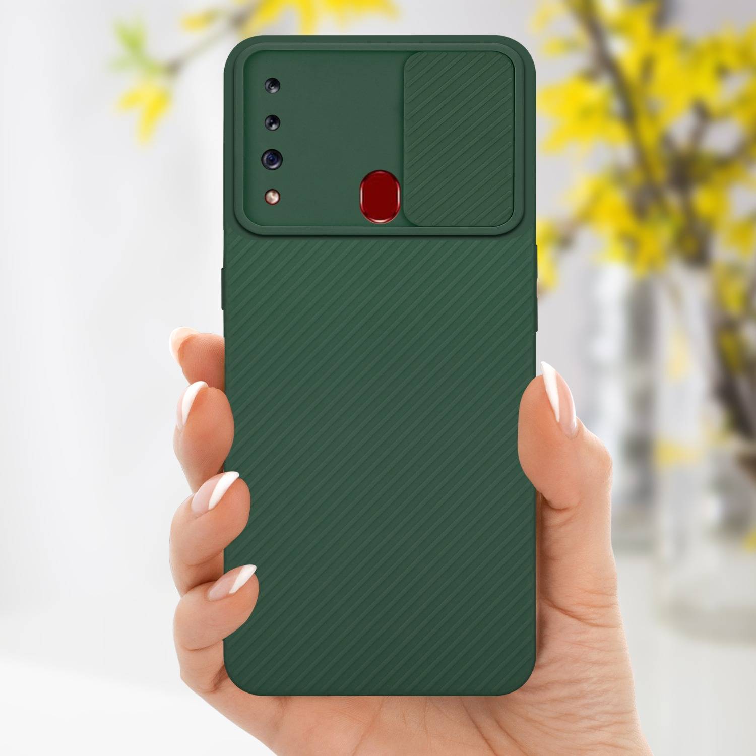 Cadorabo Hülle für Samsung Galaxy A20s Schutz Hülle in Grün Handyhülle TPU Etui Case Cover Kameraschutz