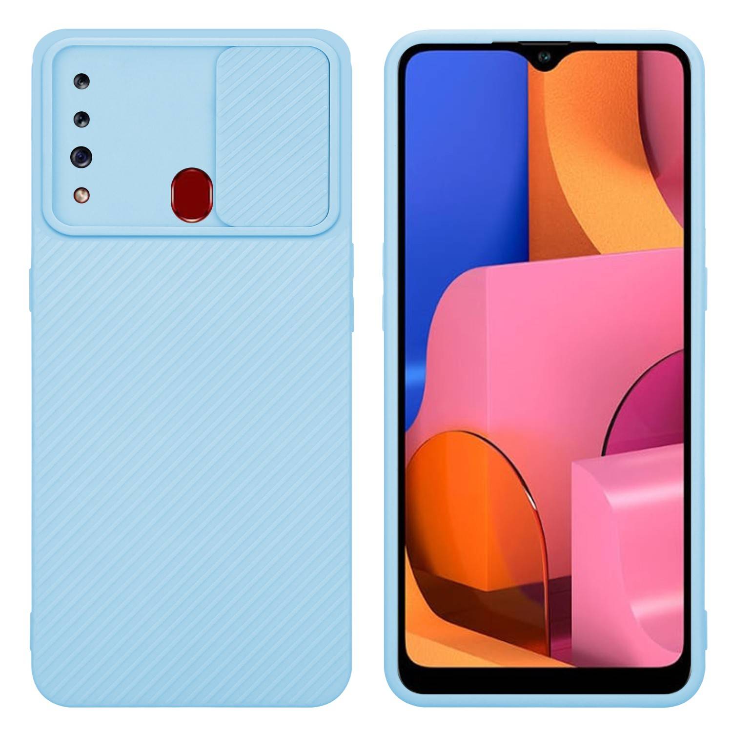 Cadorabo Hülle für Samsung Galaxy A20s Schutz Hülle in Blau Handyhülle TPU Etui Case Cover Kameraschutz