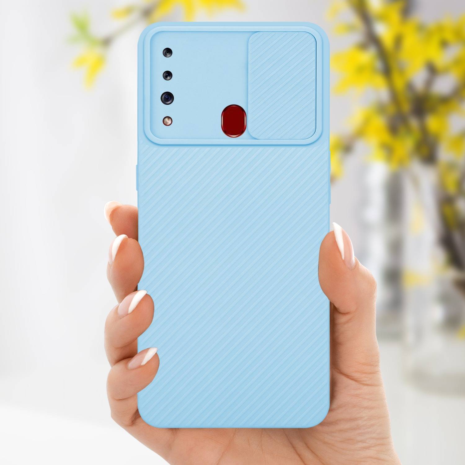 Cadorabo Hülle für Samsung Galaxy A20s Schutz Hülle in Blau Handyhülle TPU Etui Case Cover Kameraschutz