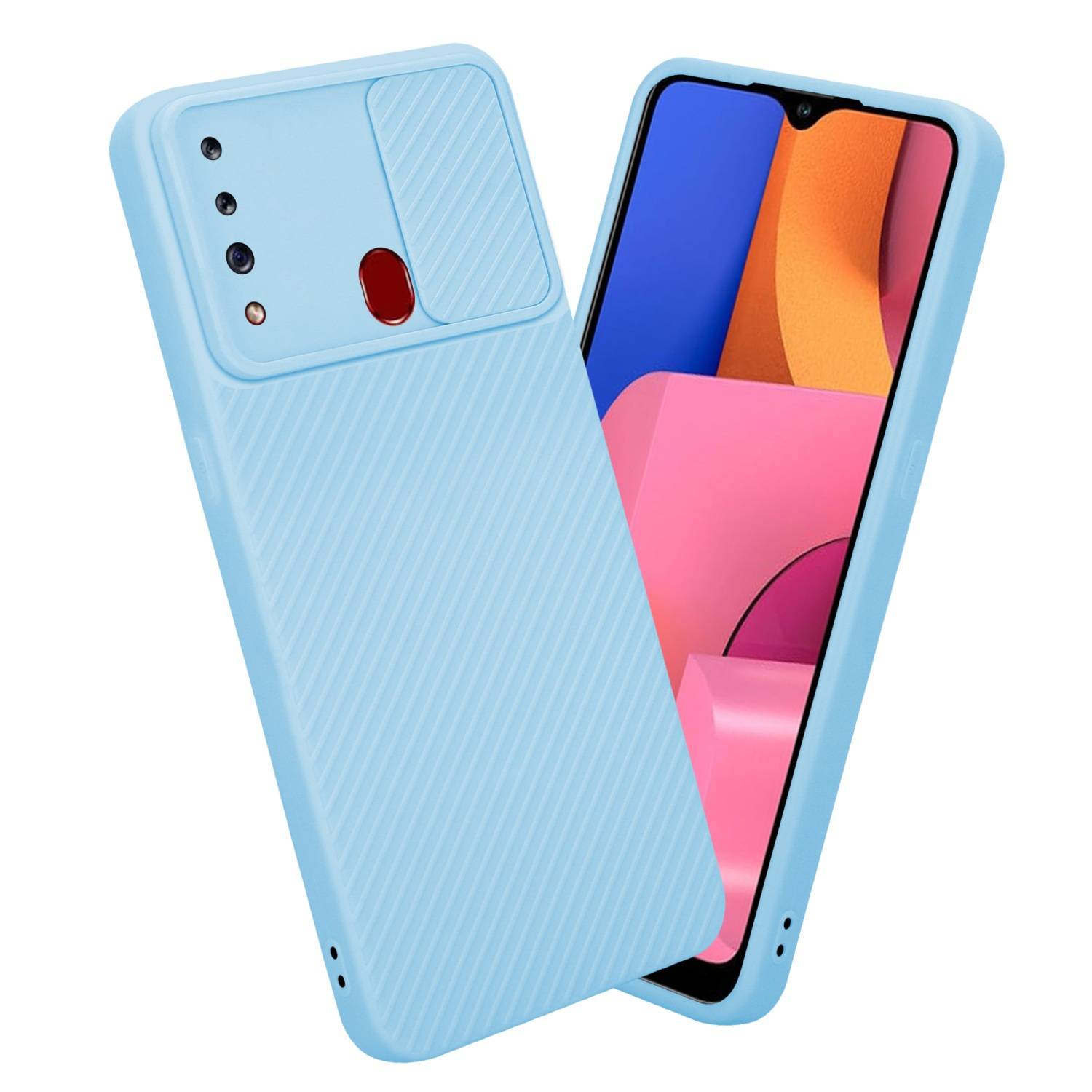 Cadorabo Hülle für Samsung Galaxy A20s Schutz Hülle in Blau Handyhülle TPU Etui Case Cover Kameraschutz