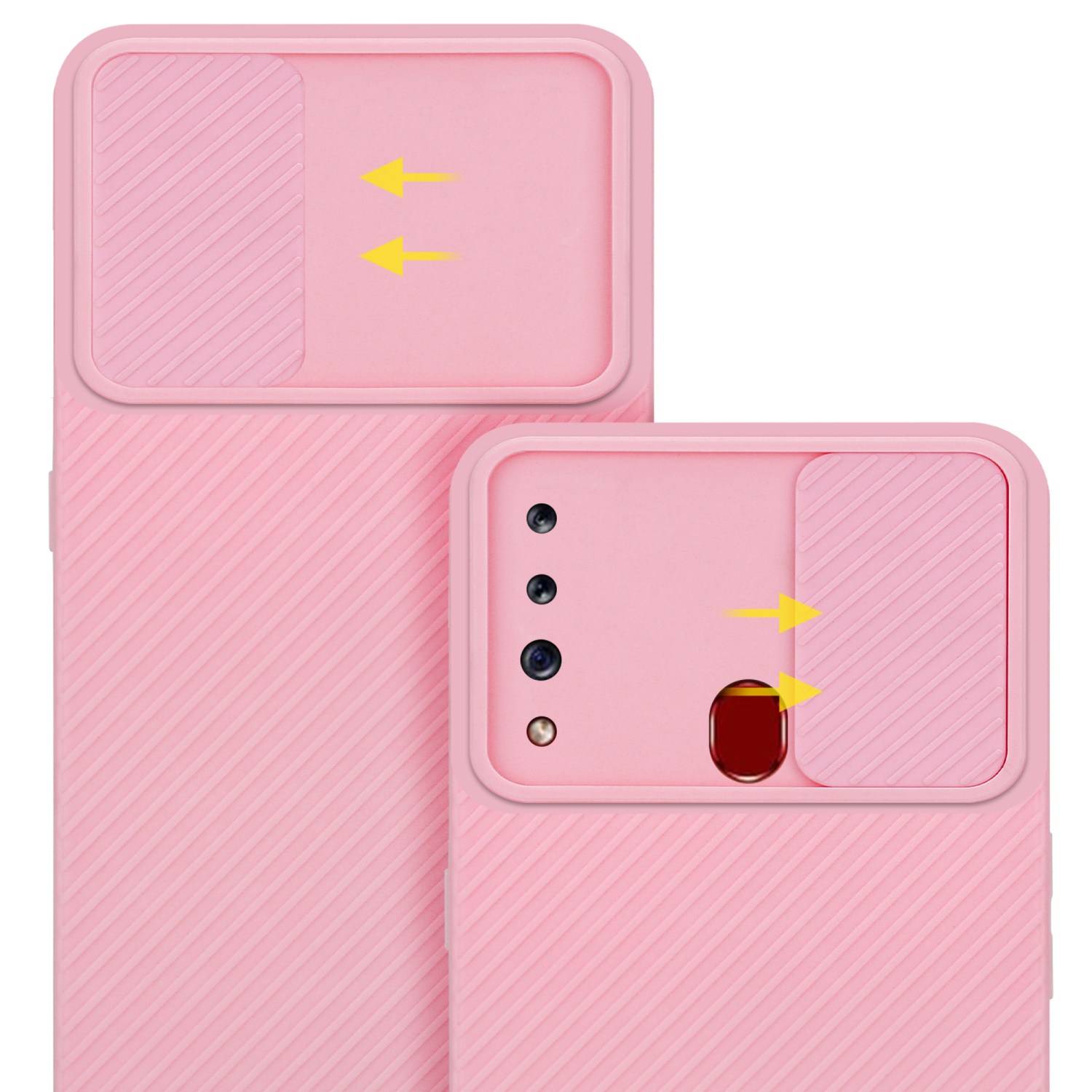Cadorabo Hülle für Samsung Galaxy A20s Schutz Hülle in Rosa Handyhülle TPU Etui Case Cover Kameraschutz