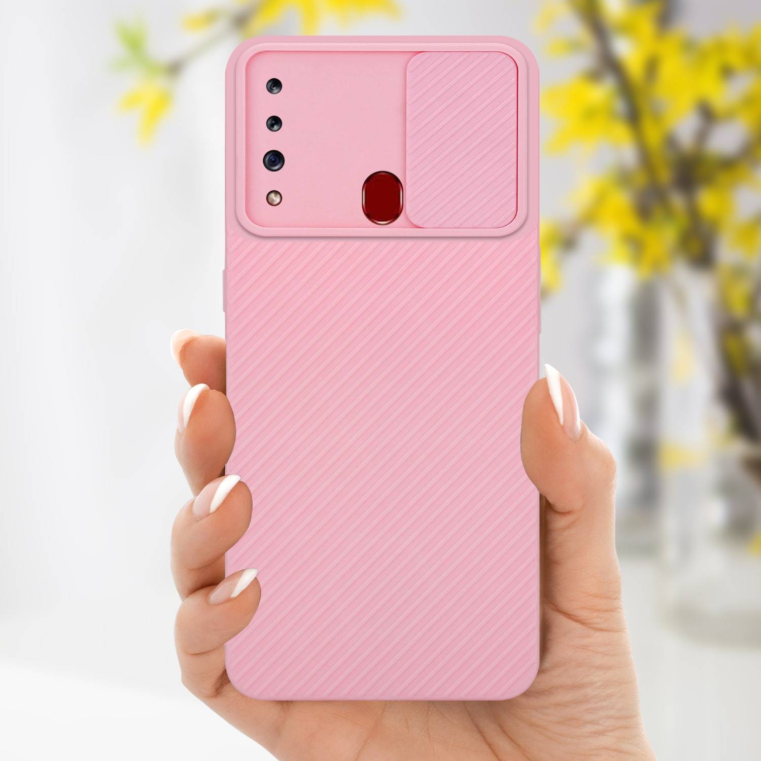 Cadorabo Hülle für Samsung Galaxy A20s Schutz Hülle in Rosa Handyhülle TPU Etui Case Cover Kameraschutz