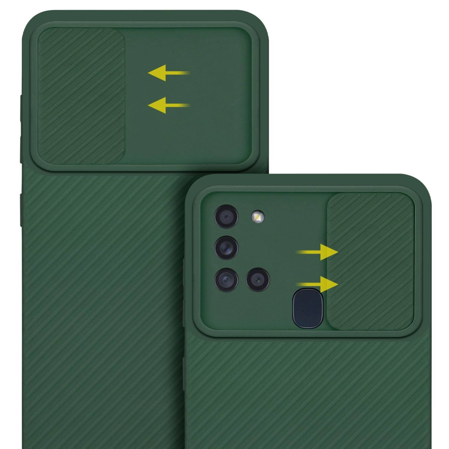 Cadorabo Hülle für Samsung Galaxy A21s Schutz Hülle in Grün Handyhülle TPU Etui Case Cover Kameraschutz