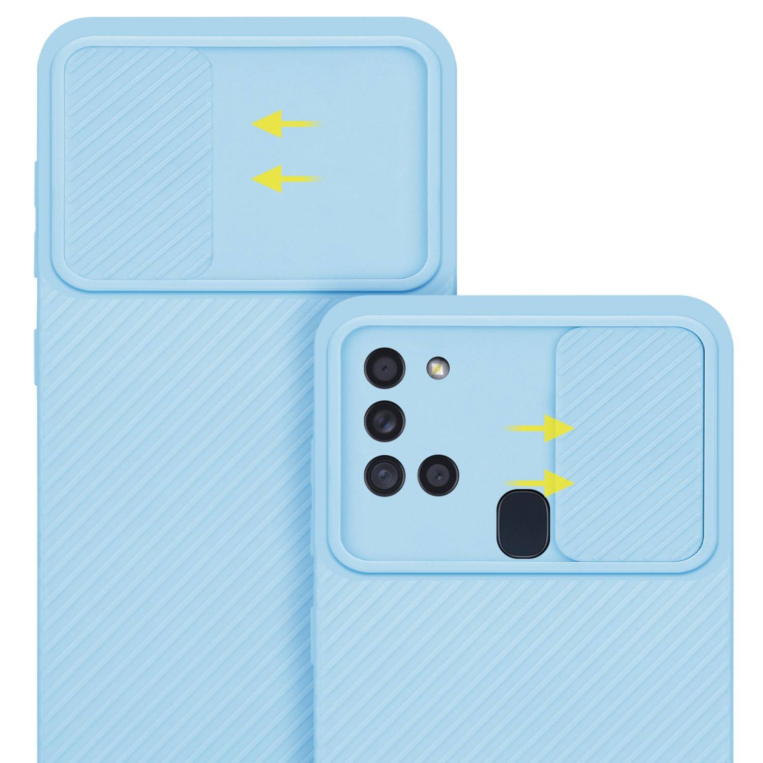 Cadorabo Hülle für Samsung Galaxy A21s Schutz Hülle in Blau Handyhülle TPU Etui Case Cover Kameraschutz